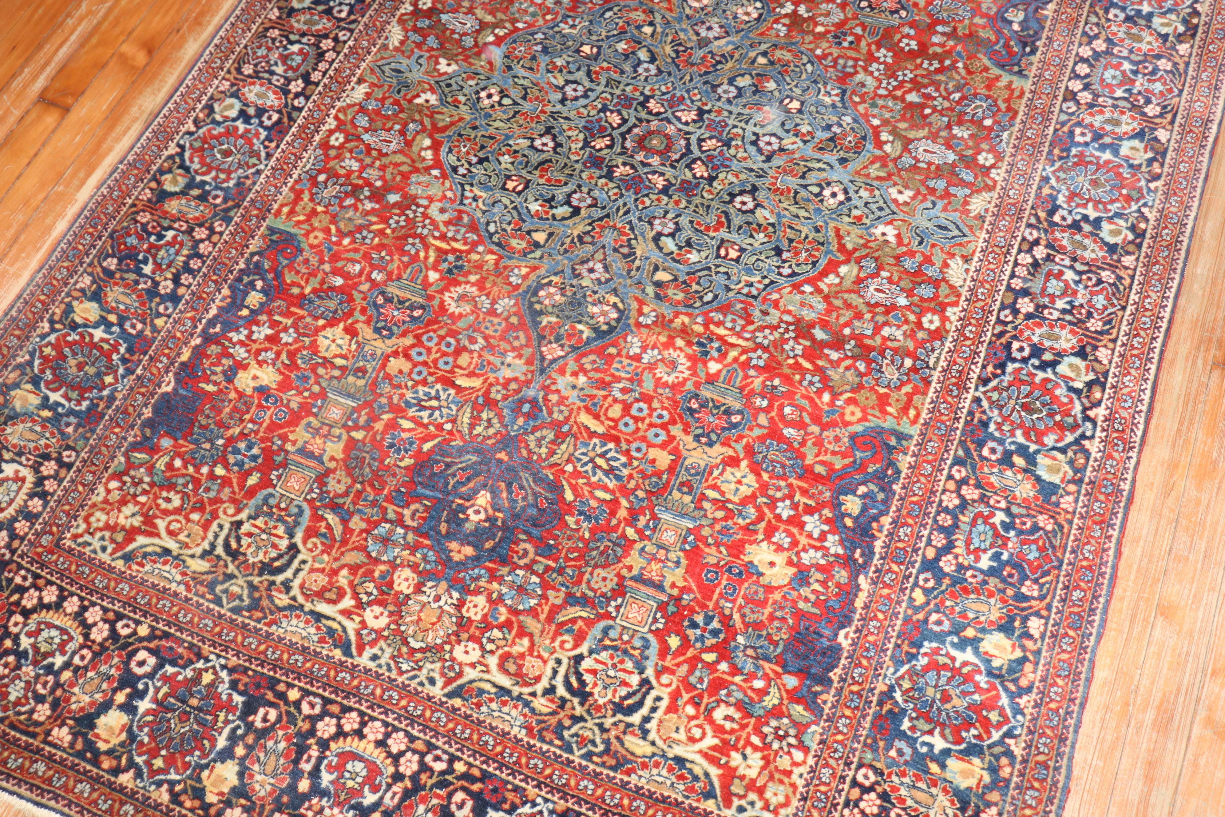 Hand-Woven Collector Level Antique Persian Kashan Rug