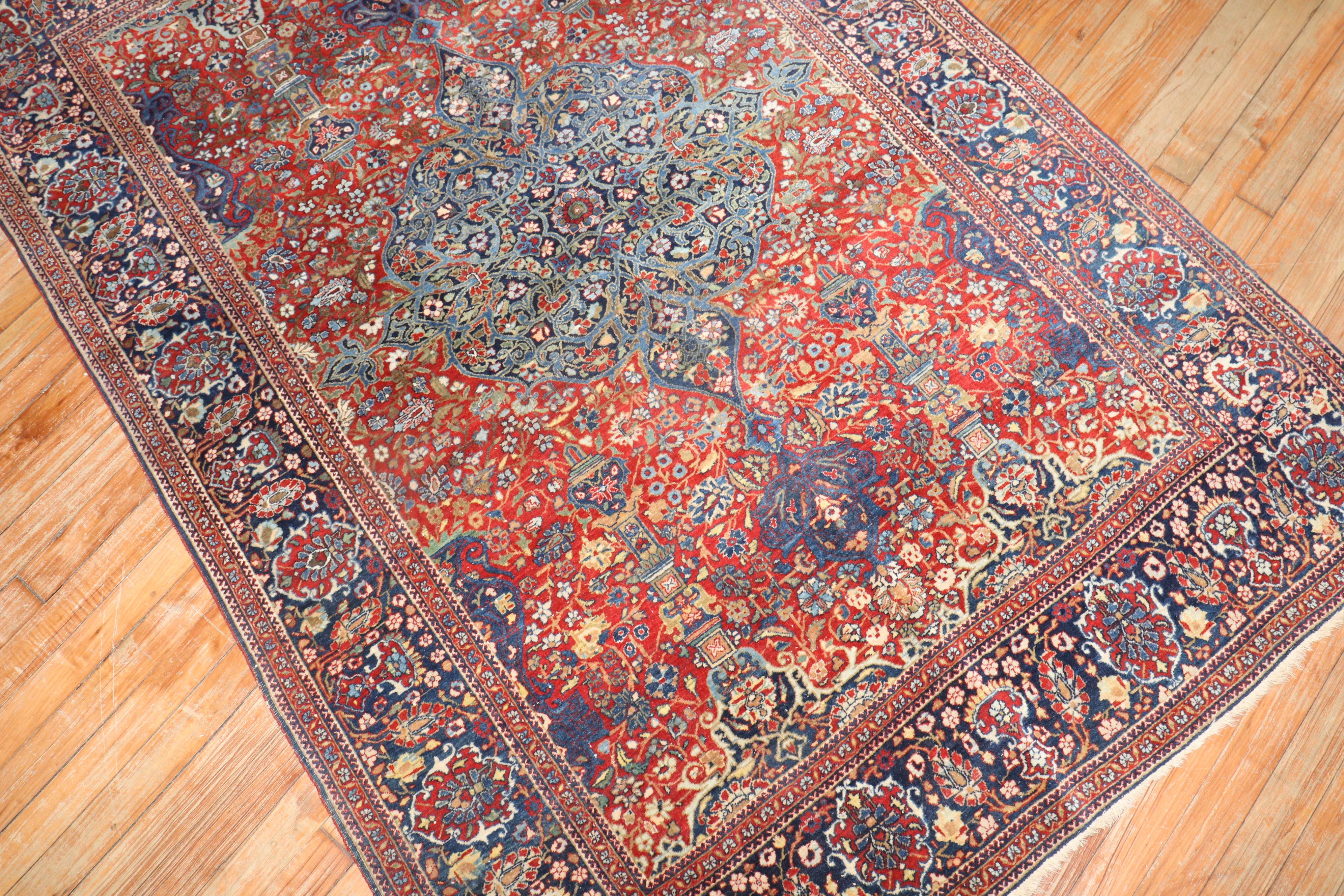 Collector Level Antique Persian Kashan Rug In Good Condition In New York, NY