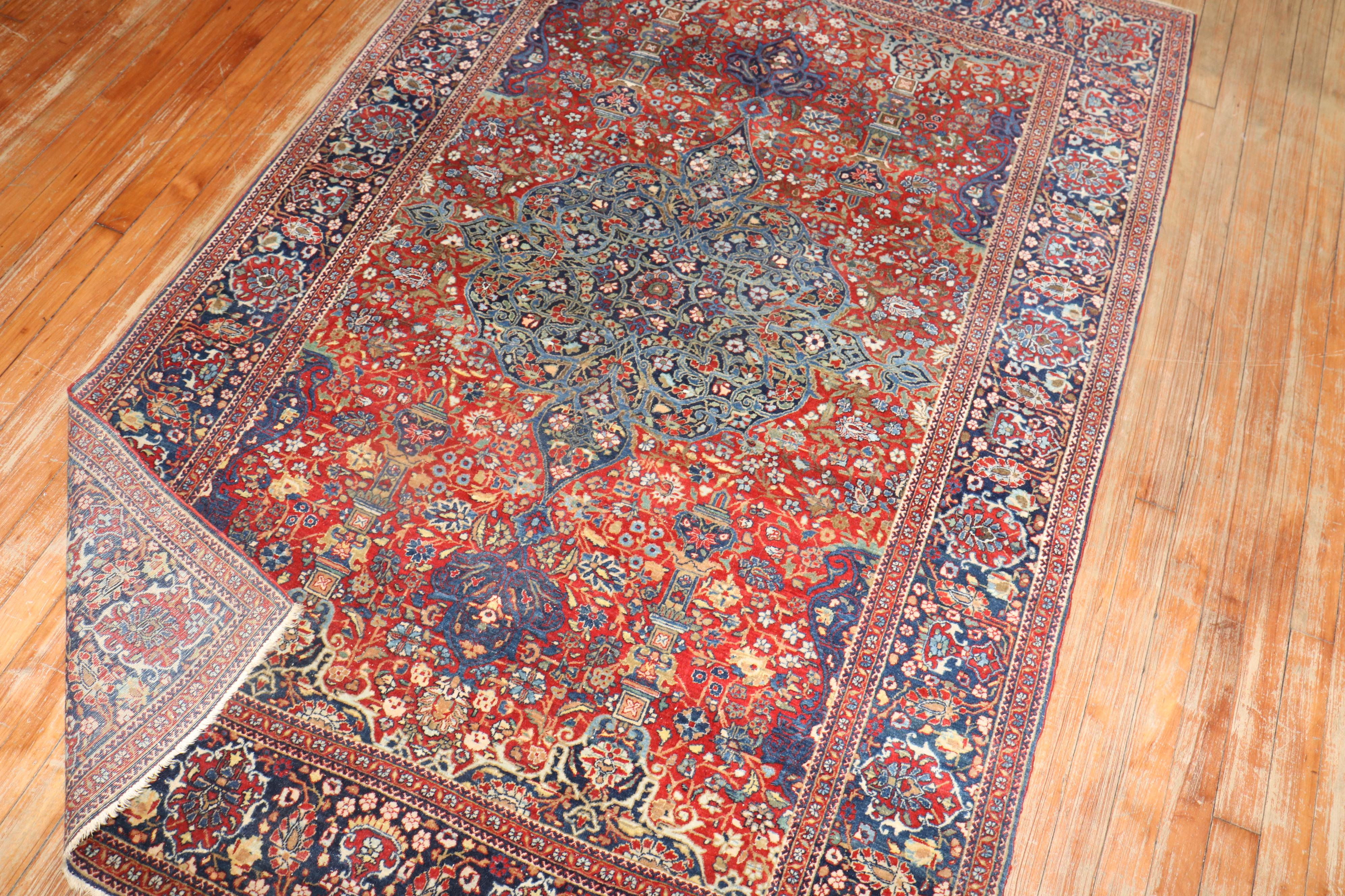 Collector Level Antique Persian Kashan Rug 1