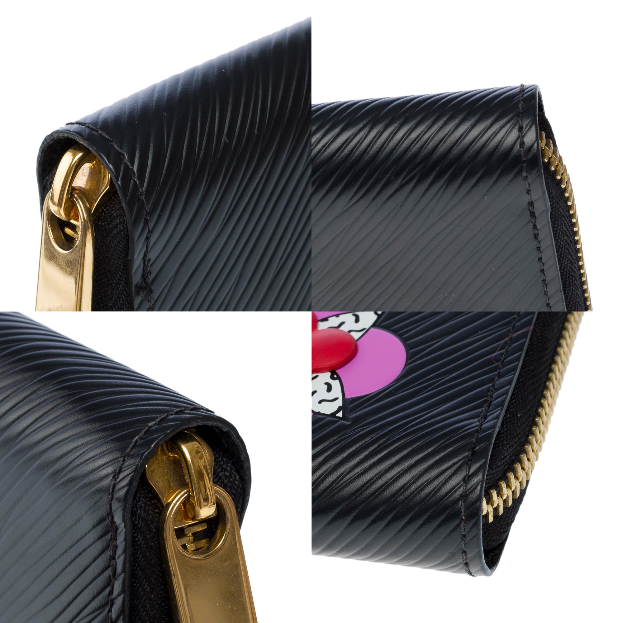 Collector Louis Vuitton Flower Zippy Wallet in black epi leather, GHW 6