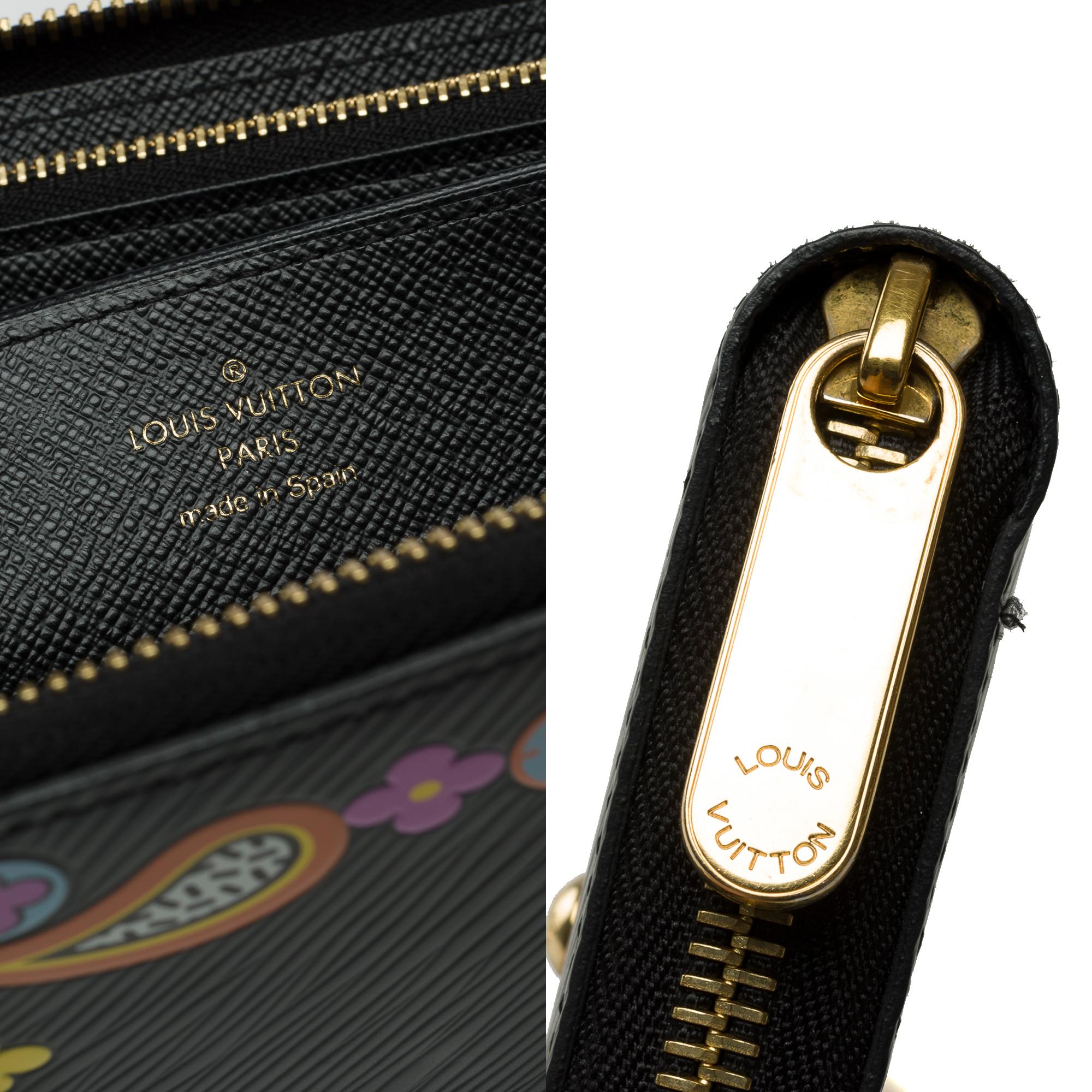 Collector Louis Vuitton Flower Zippy Wallet in black epi leather, GHW 1