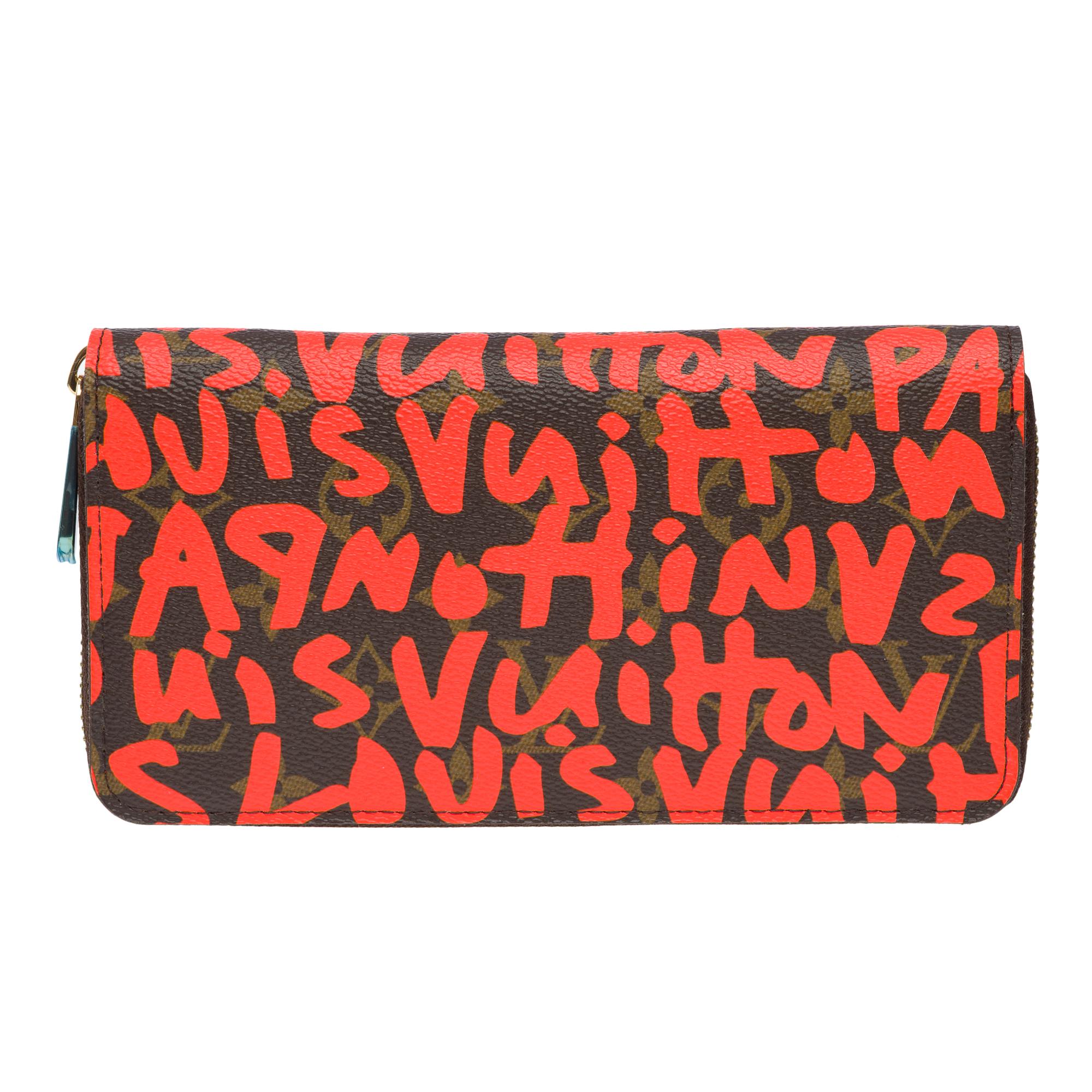 Collector Louis Vuitton Stephen Sprouse Graffiti Orange Zippy Wallet, GHW In New Condition For Sale In Paris, IDF
