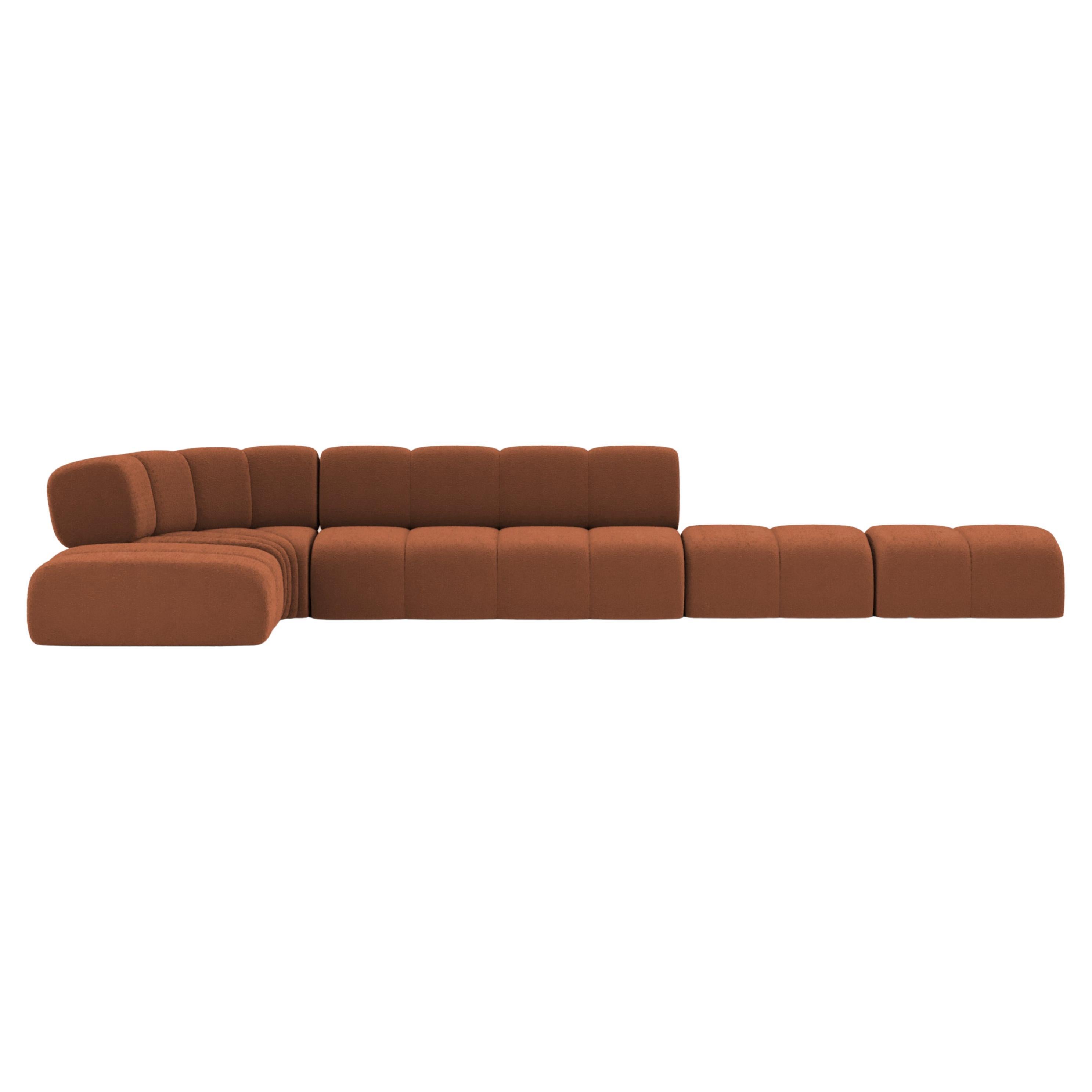 Collector Minhoca Sofa Designed by Gonçalo Campos Fabric Boucle Burnt Orange