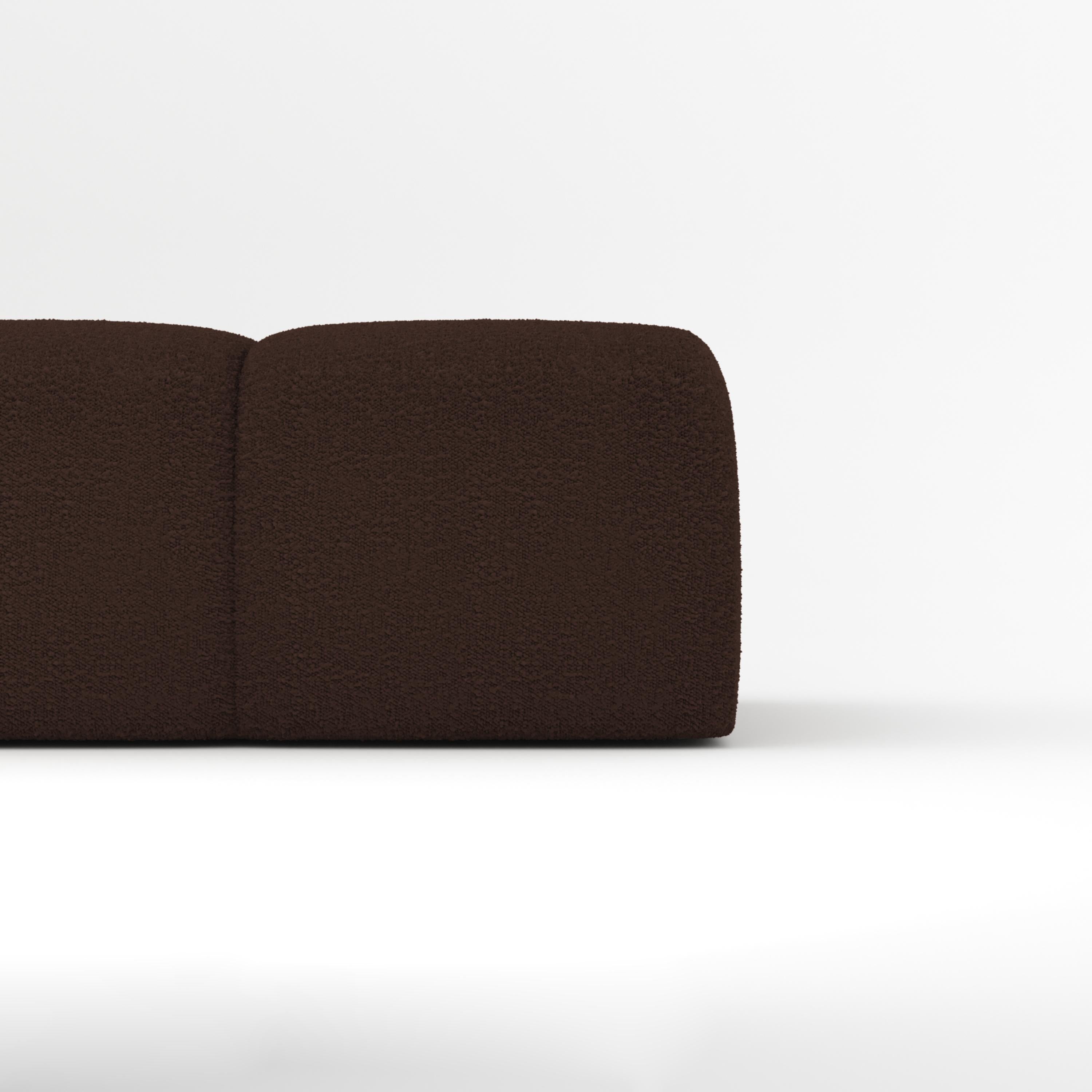 Portuguese Collector Minhoca Sofa Designed by Gonçalo Campos Fabric Boucle Dark Brown For Sale