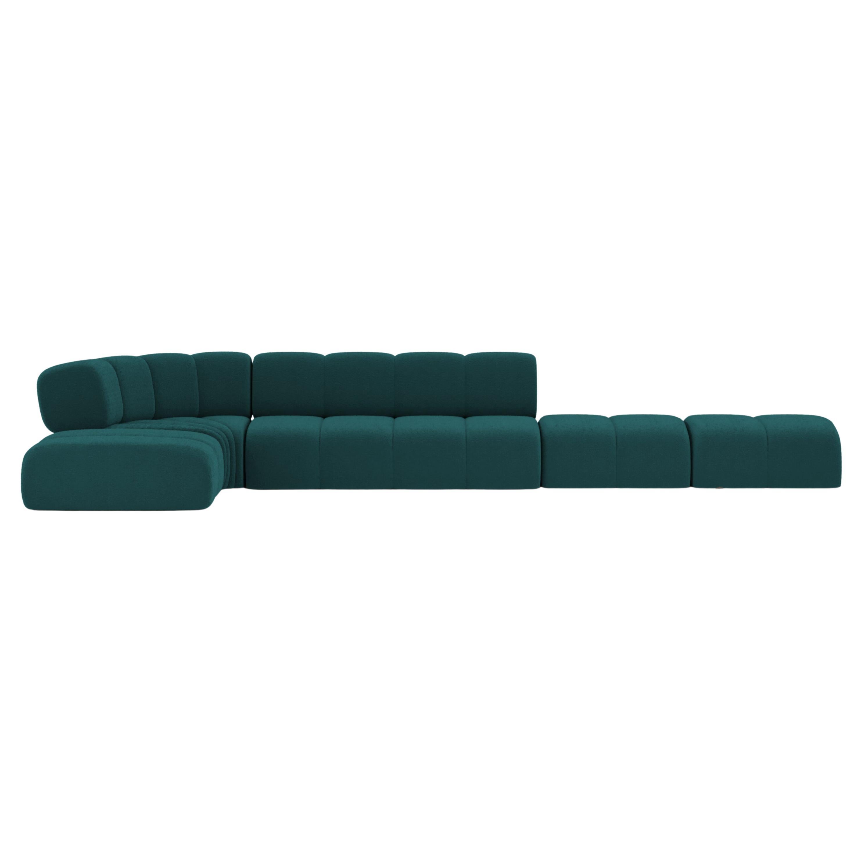 Collector Minhoca Sofa Designed by Gonçalo Campos Fabric Boucle Ocean Blue