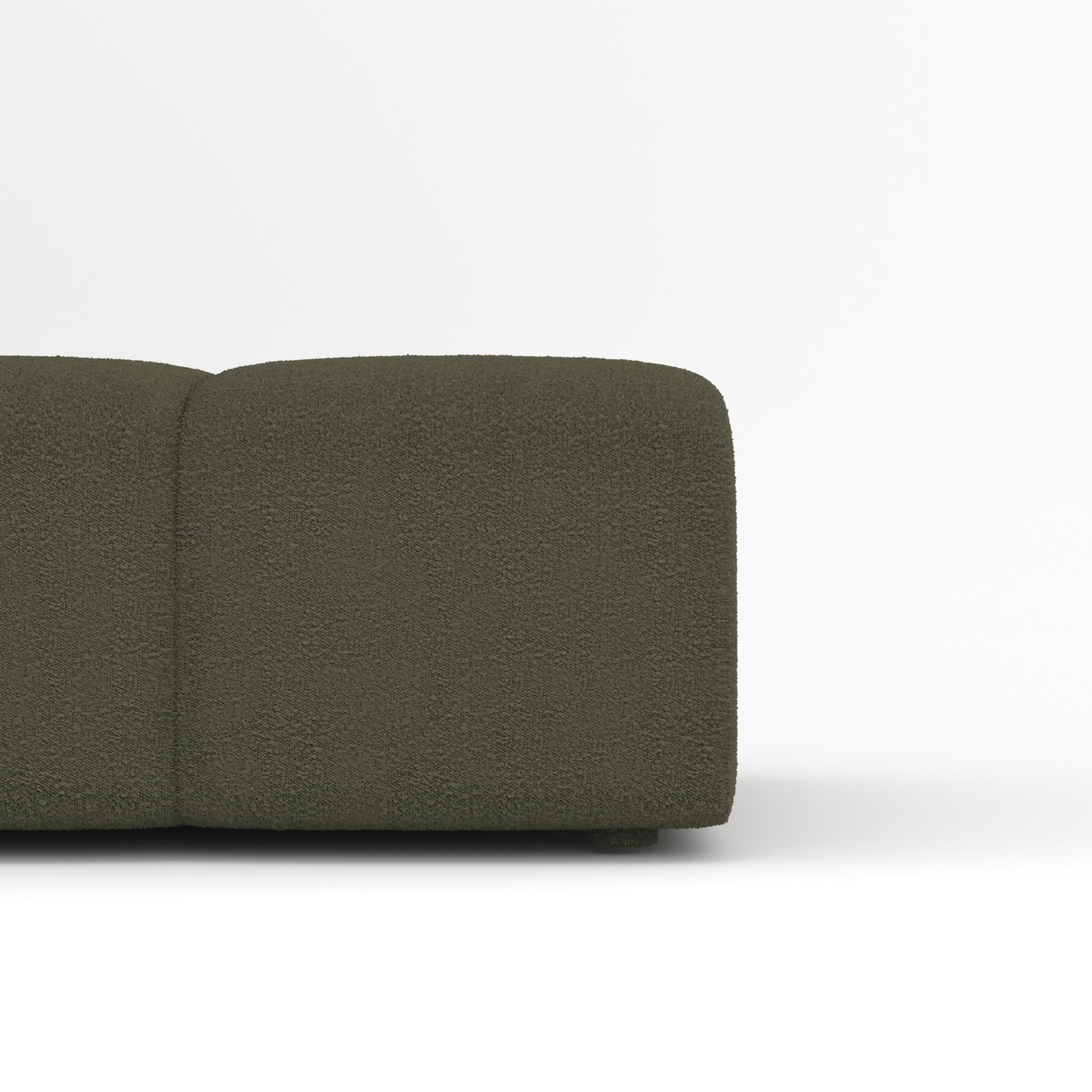 Portuguese Collector Minhoca Sofa Designed by Gonçalo Campos Fabric Boucle Olive For Sale