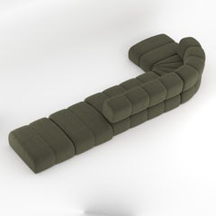 Collector Meander Sofa Designed by Gonçalo Campos Fabric Boucle Olive Green