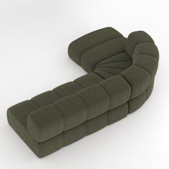 Collector Meander Sofa Designed by Gonçalo Campos Fabric Boucle Olive Green