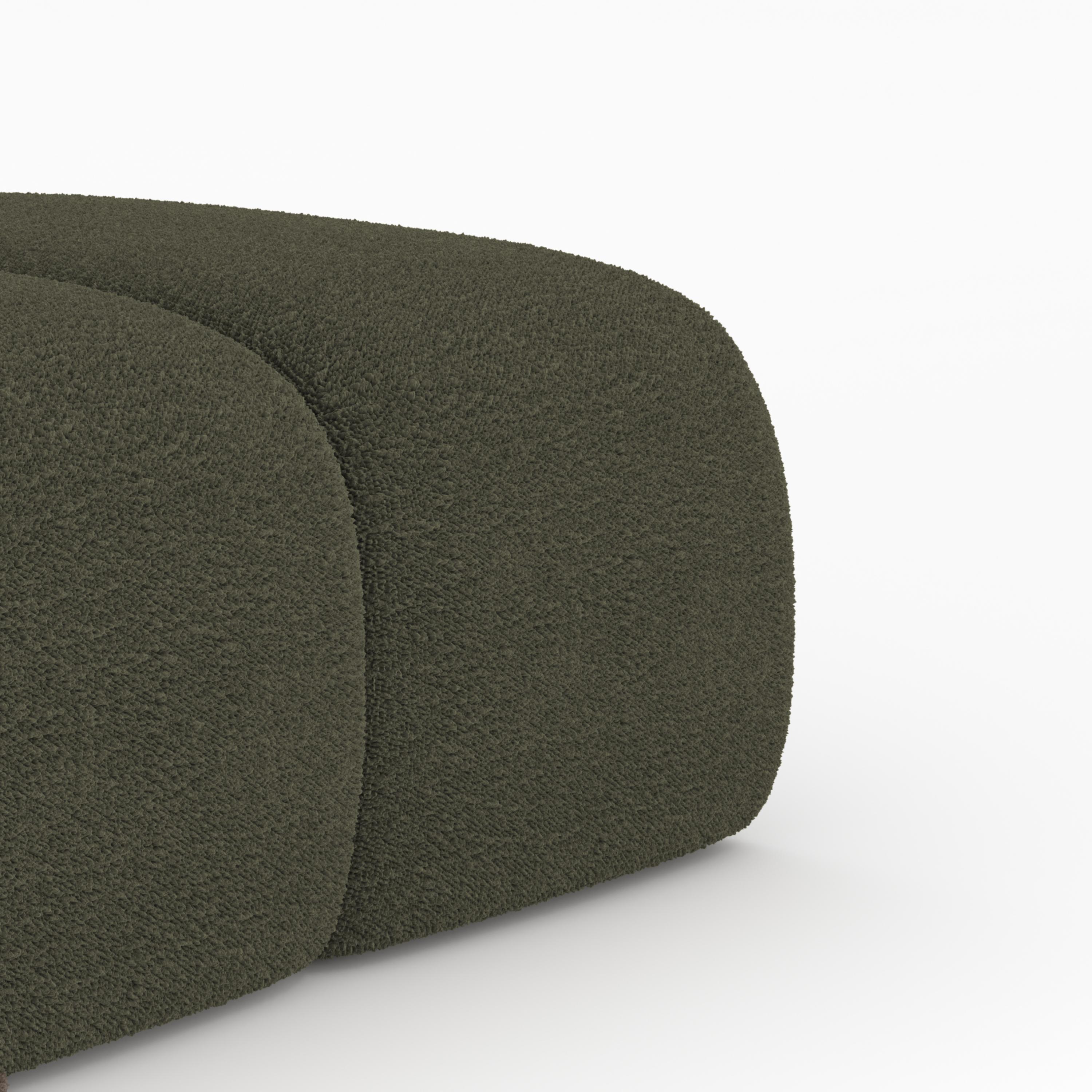 Portugais Collector Canapé Minhoca Design/One par Gonçalo Campos Tissu Boucle Vert Olive en vente