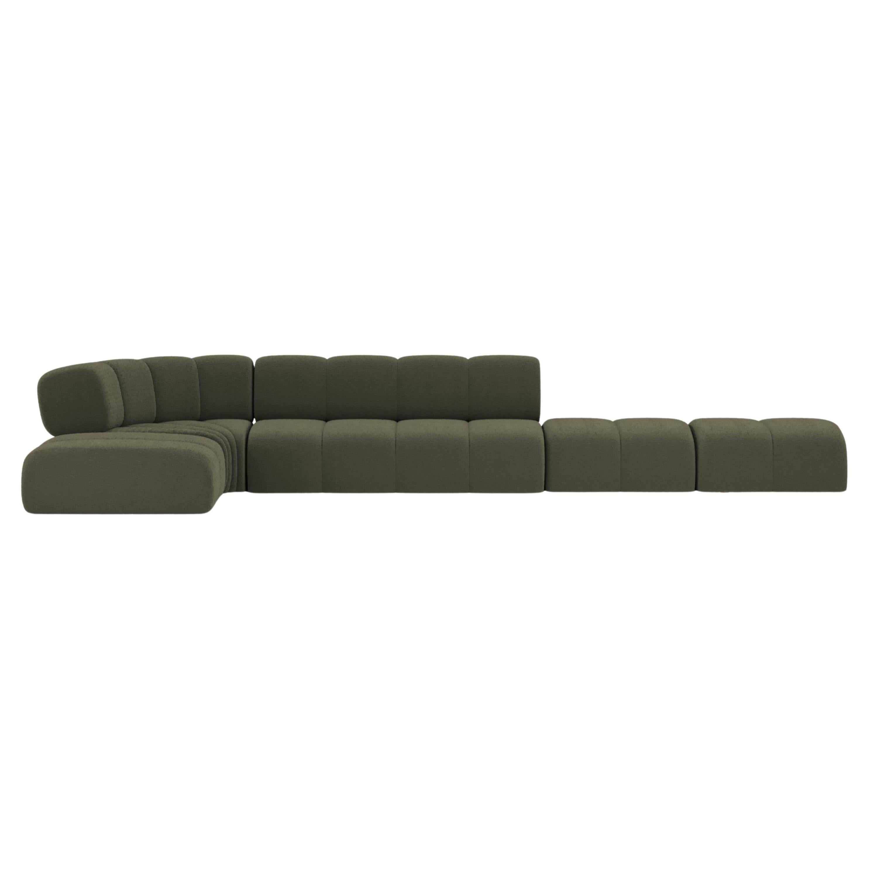 Collector Canapé Minhoca Design/One par Gonçalo Campos Tissu Boucle Vert Olive