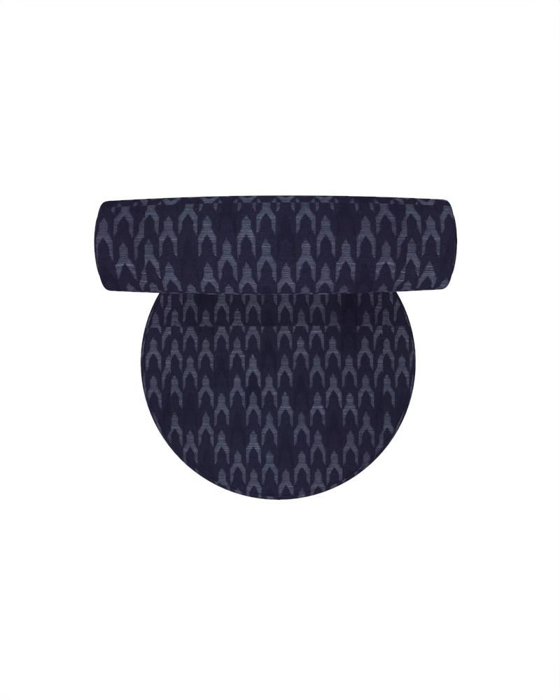 Contemporary Collector Moca Bar Chair Fully Upholstered in Outdoor Blue Fabric by Studio Rig For Sale