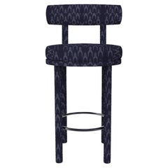 Collector Moca Bar Chair Fully Upholstered in Outdoor Blue Fabric by Studio Rig