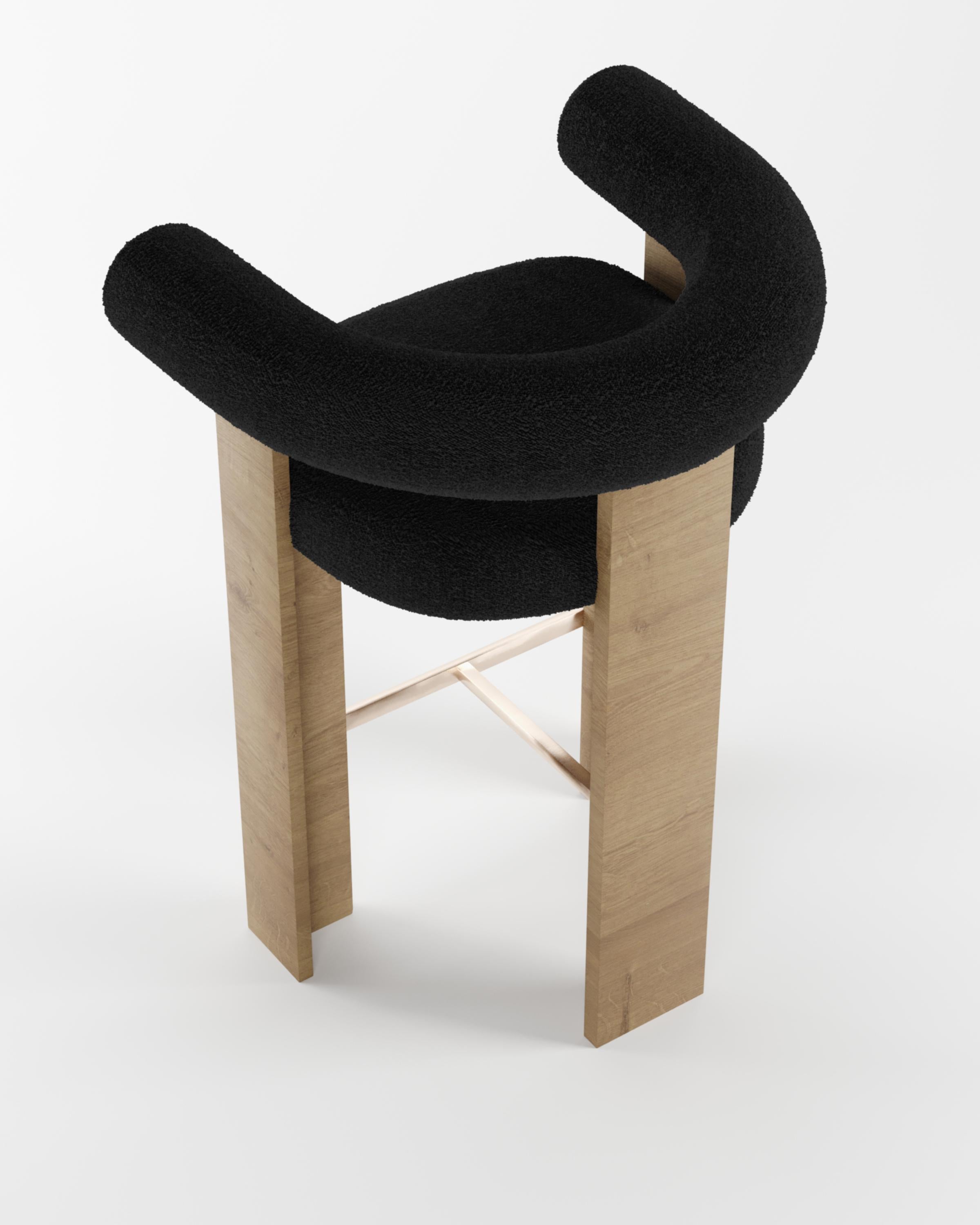 Collector Modern Cassette Bar Chair in Bouclé Black by Alter Ego In New Condition For Sale In Castelo da Maia, PT