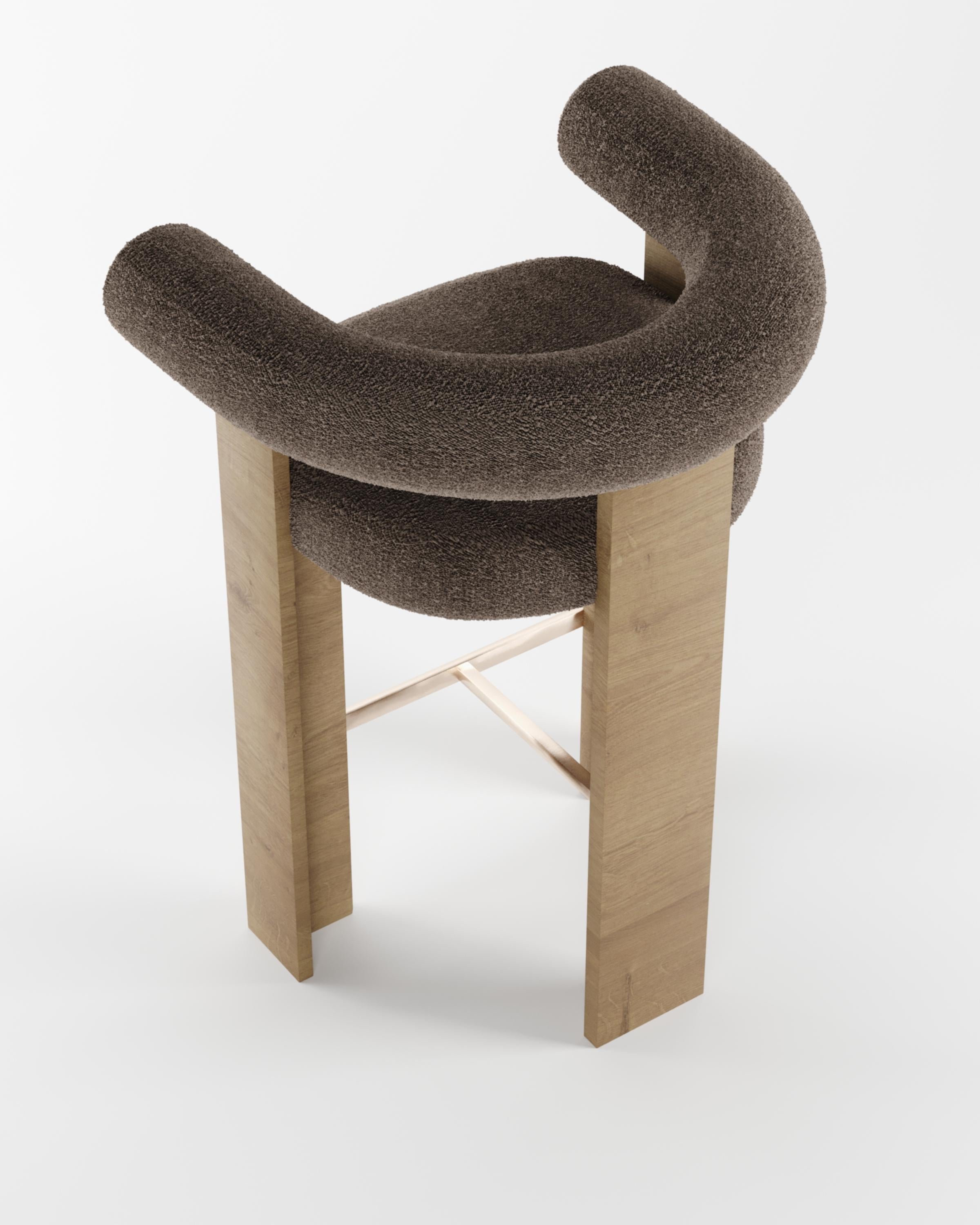 Collector Modern Cassette Bar Chair in Bouclé Brown by Alter Ego In New Condition For Sale In Castelo da Maia, PT