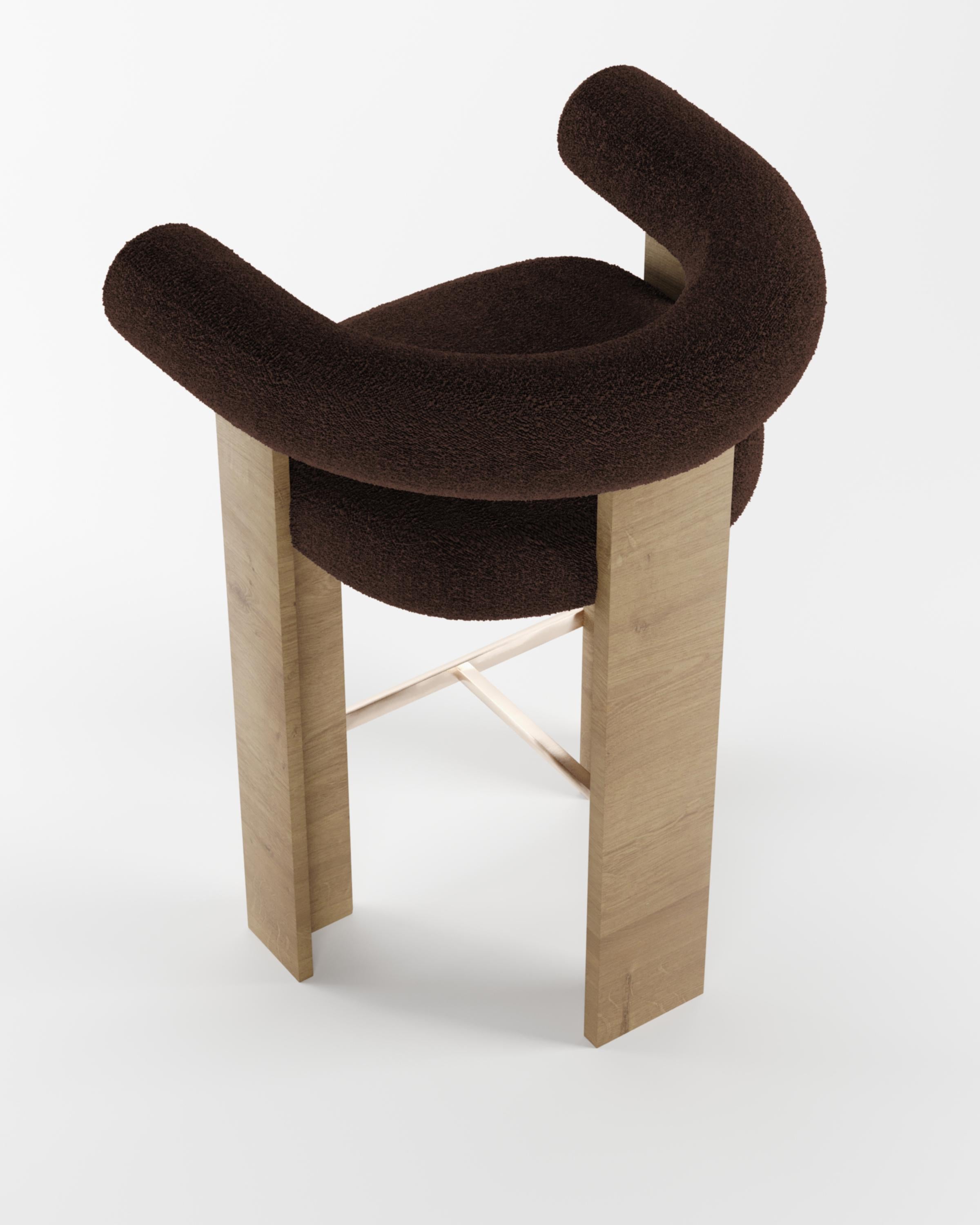 Collector Modern Cassette Bar Chair in Bouclé Dark Brown by Alter Ego In New Condition For Sale In Castelo da Maia, PT