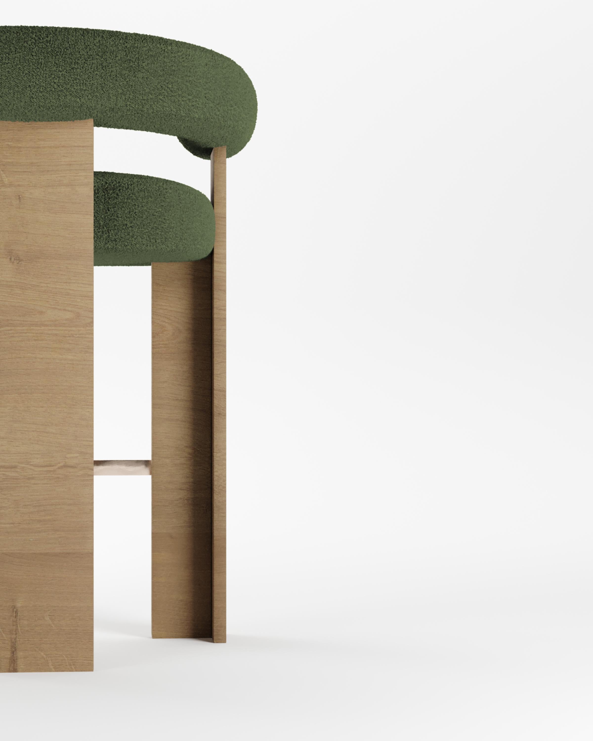 Portugais Chaise de bar à cassette moderne Collector en vert bouclé par Alter Ego en vente