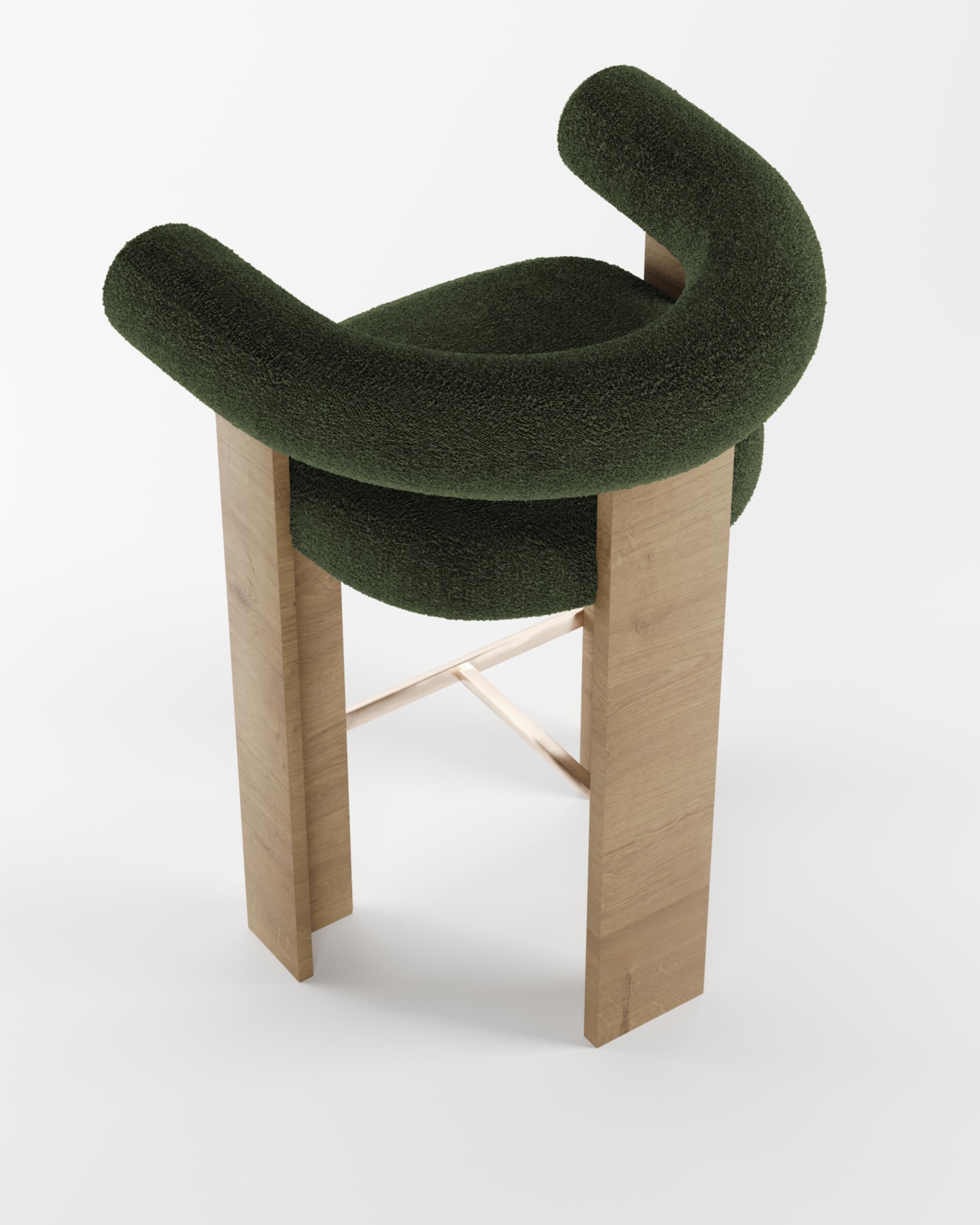 Collector Modern Cassette Bar Chair in Bouclé Green by Alter Ego In New Condition For Sale In Castelo da Maia, PT