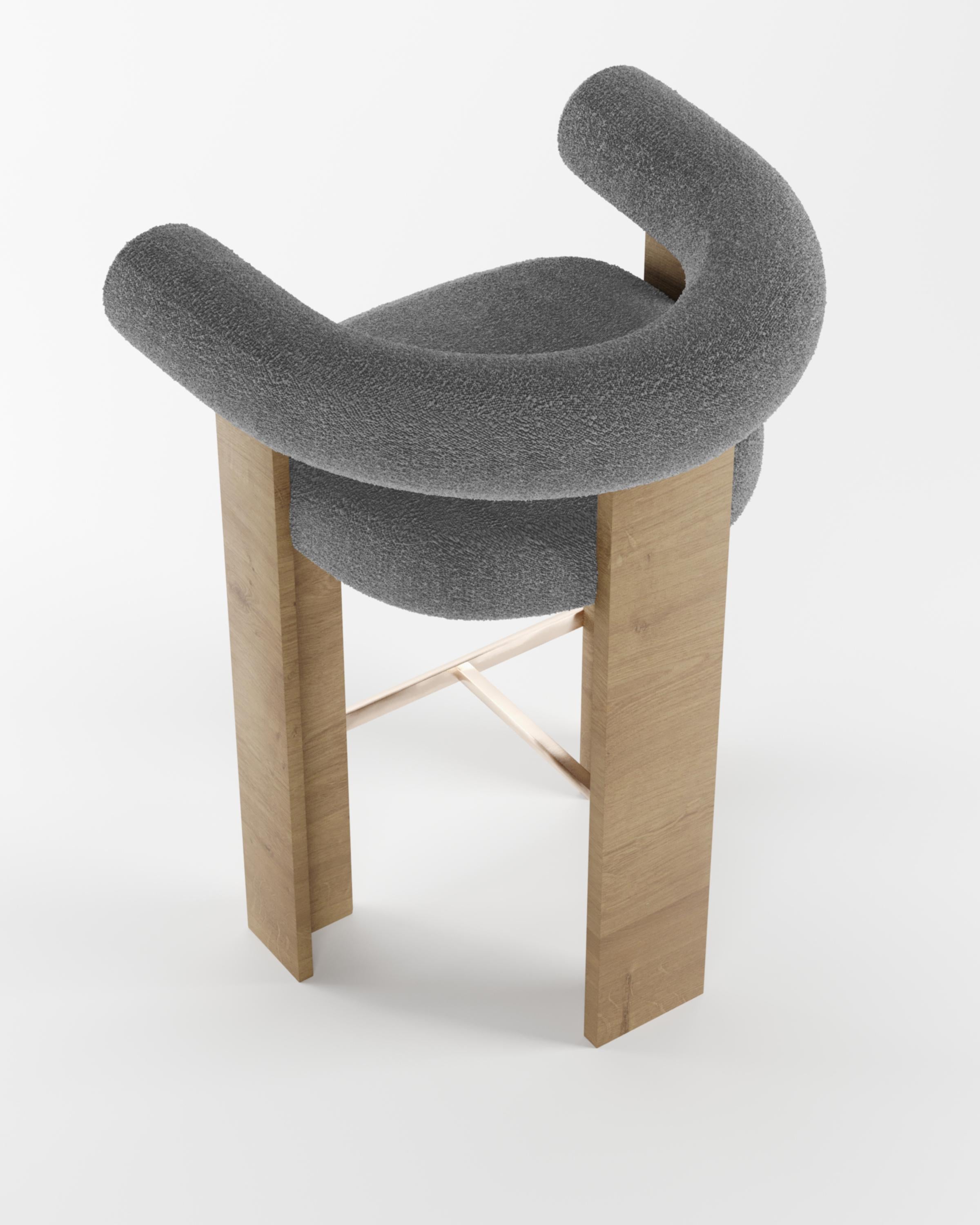 Collector Modern Cassette Bar Chair in Bouclé Grey by Alter Ego In New Condition For Sale In Castelo da Maia, PT