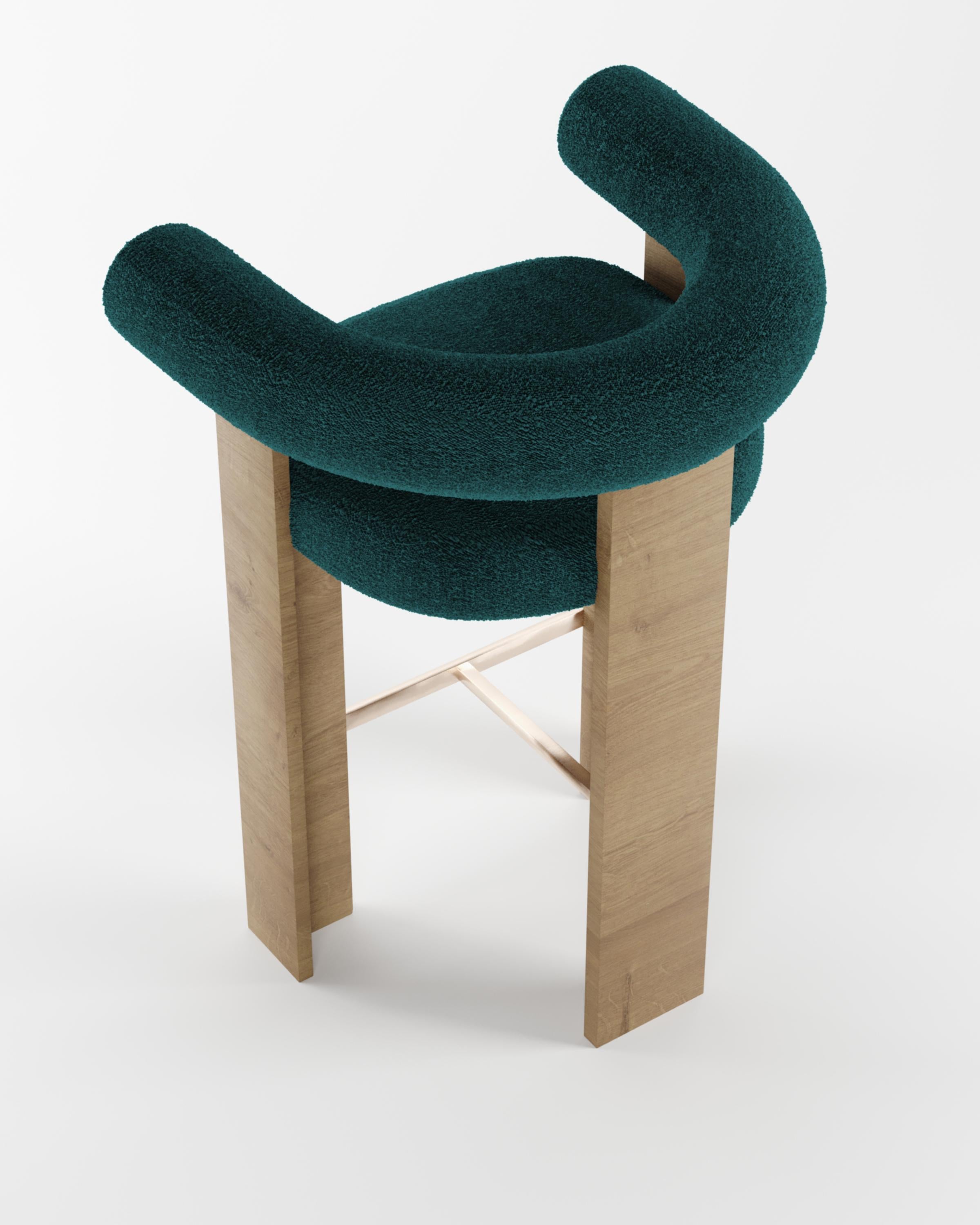 Collector Modern Cassette Bar Chair in Bouclé Ocean Blue by Alter Ego In New Condition For Sale In Castelo da Maia, PT