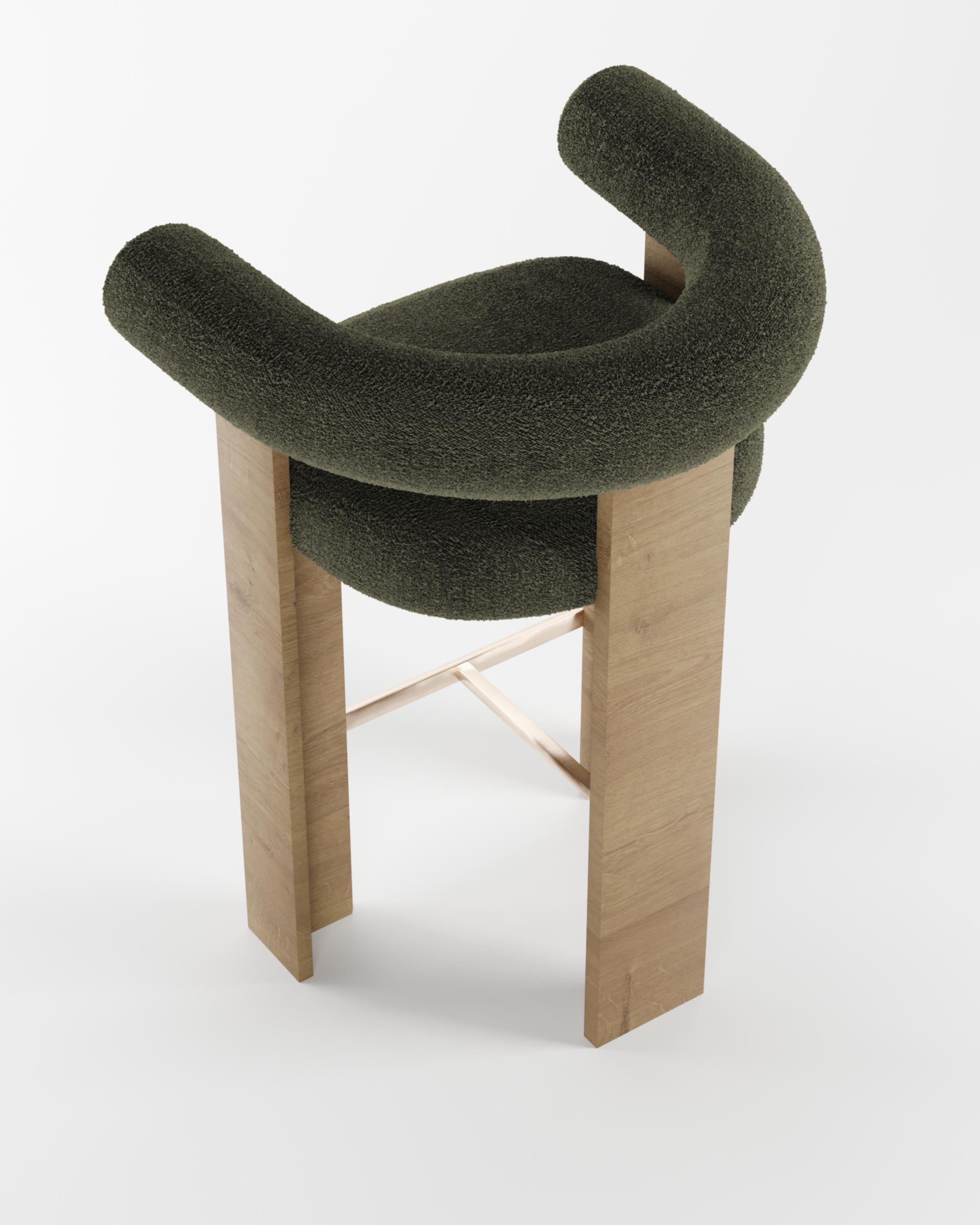 Collector Modern Cassette Bar Chair in Bouclé Olive by Alter Ego In New Condition For Sale In Castelo da Maia, PT