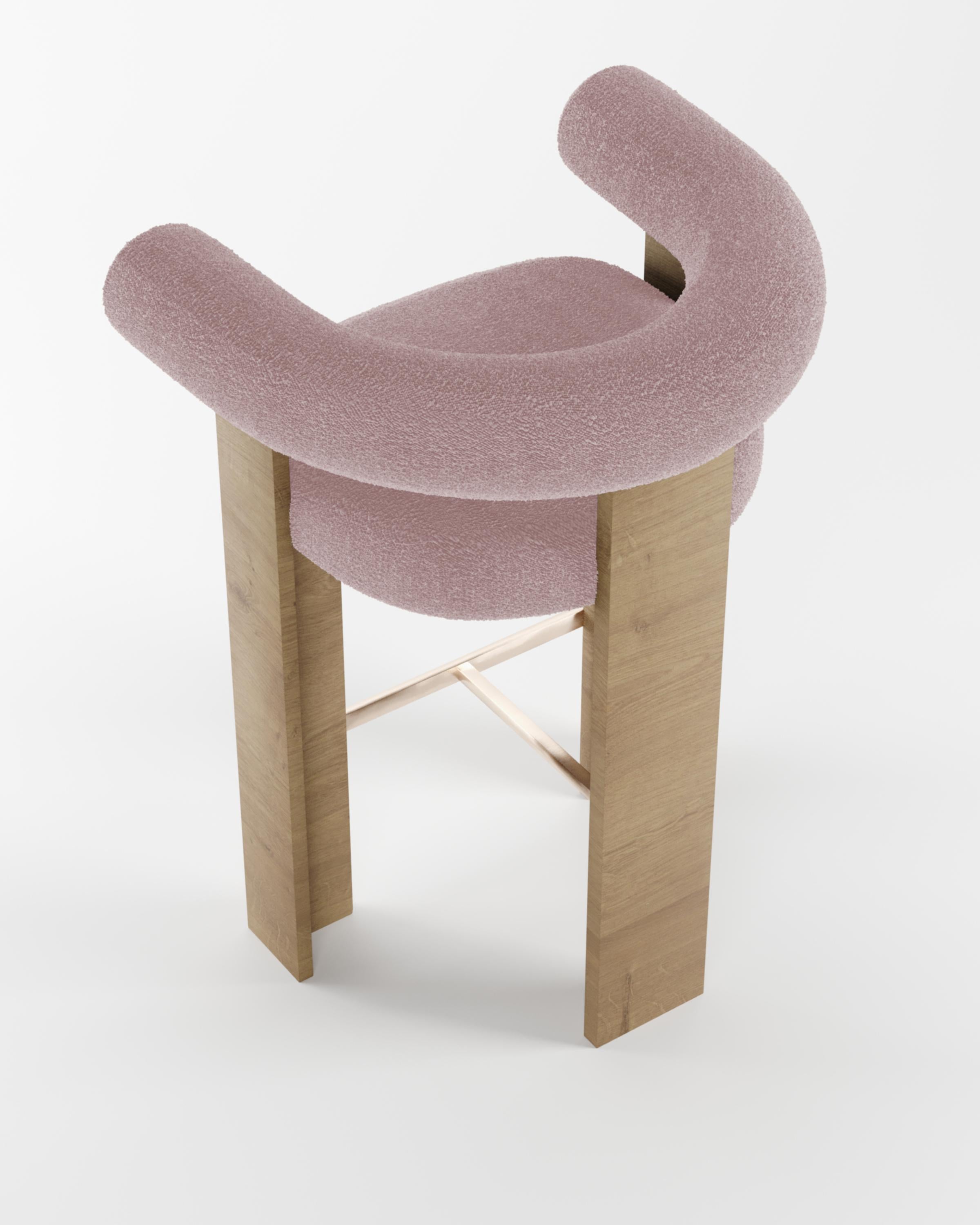 Collector Modern Cassette Bar Chair in Bouclé Pink by Alter Ego In New Condition For Sale In Castelo da Maia, PT