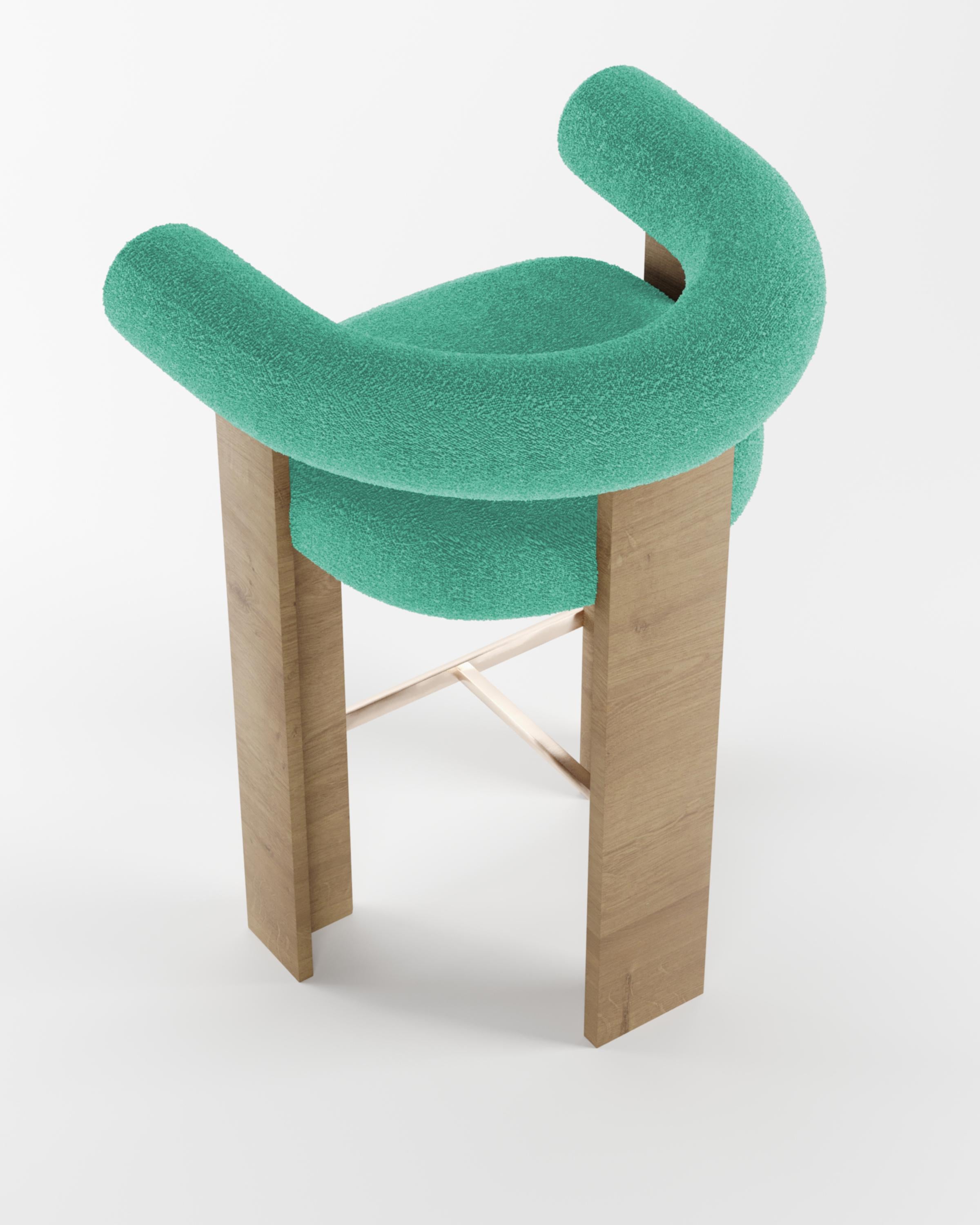 Collector Modern Cassette Bar Chair in Bouclé Teal by Alter Ego In New Condition For Sale In Castelo da Maia, PT