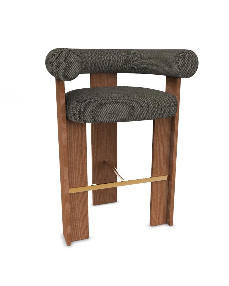 Portugais The Moderns Modernity Chaise de bar à cassette tapissée de tissu Safire 03 par Alter Ego en vente