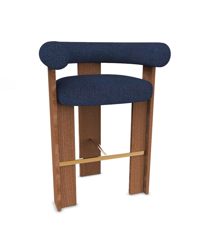 Portugais The Moderns Modernity Chaise de bar à cassette tapissée de tissu Safire 11 par Alter Ego en vente