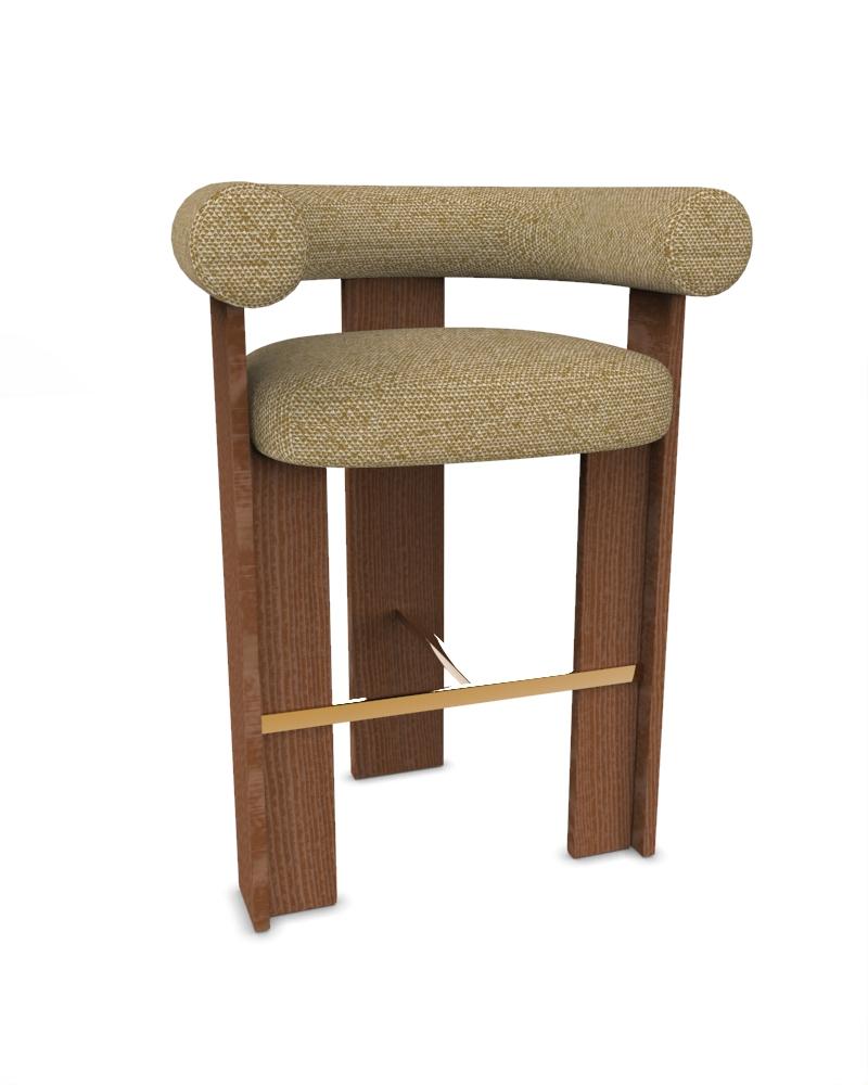 Portugais The Moderns Modernity Chaise de bar à cassette tapissée de tissu Safire 16 par Alter Ego en vente