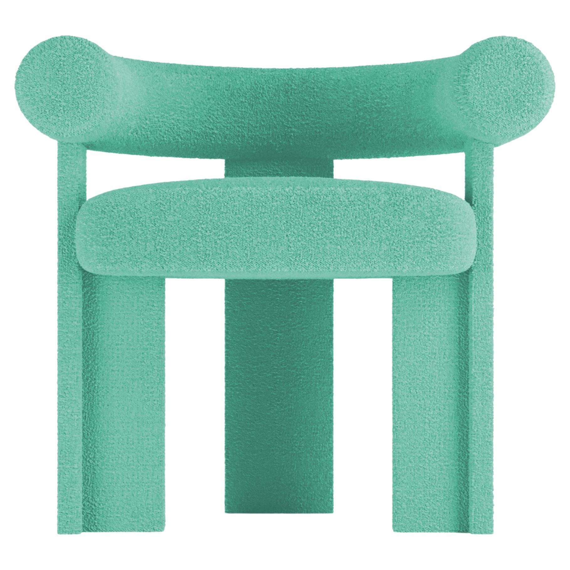 Collector Modern Cassette Chair in Bouclé Teal by Alter Ego For Sale