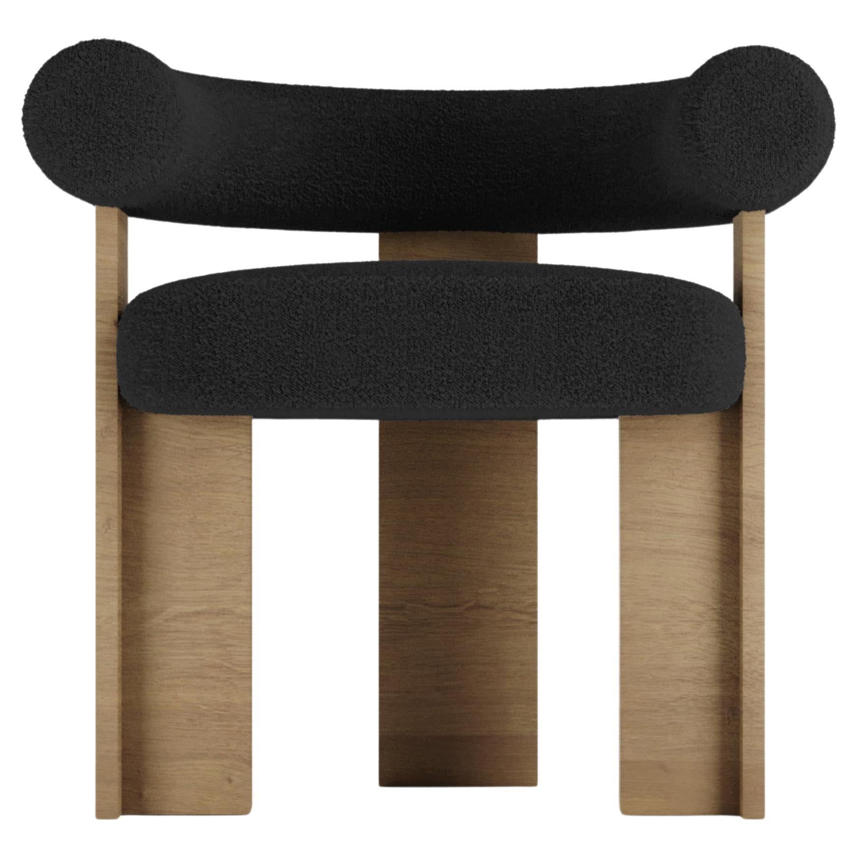 Collector Modern Cassette Chair in Oak and Bouclé Black by Alter Ego For Sale