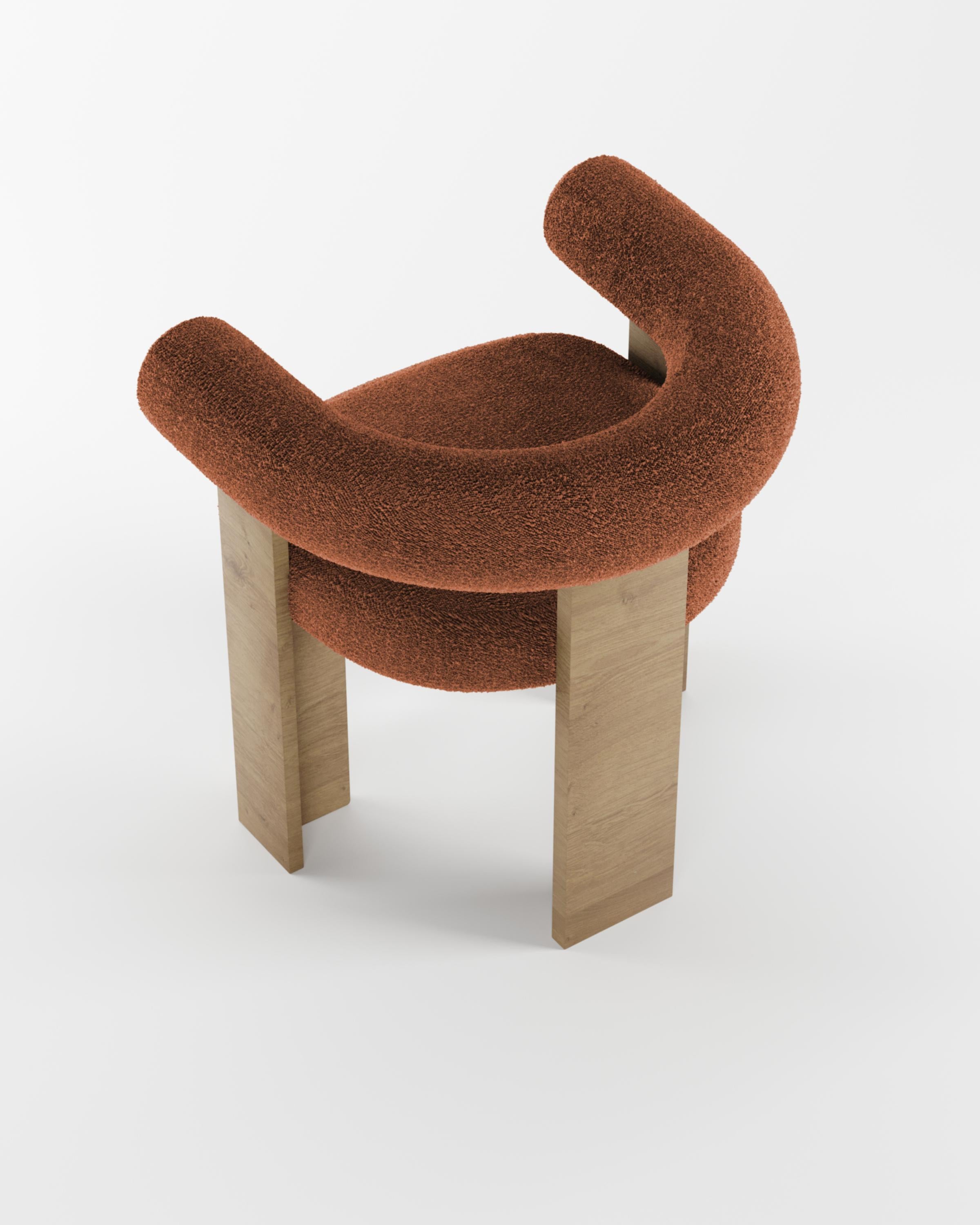 Collector Modern Cassette Chair in Oak and Bouclé Burnt Orange by Alter Ego In New Condition For Sale In Castelo da Maia, PT