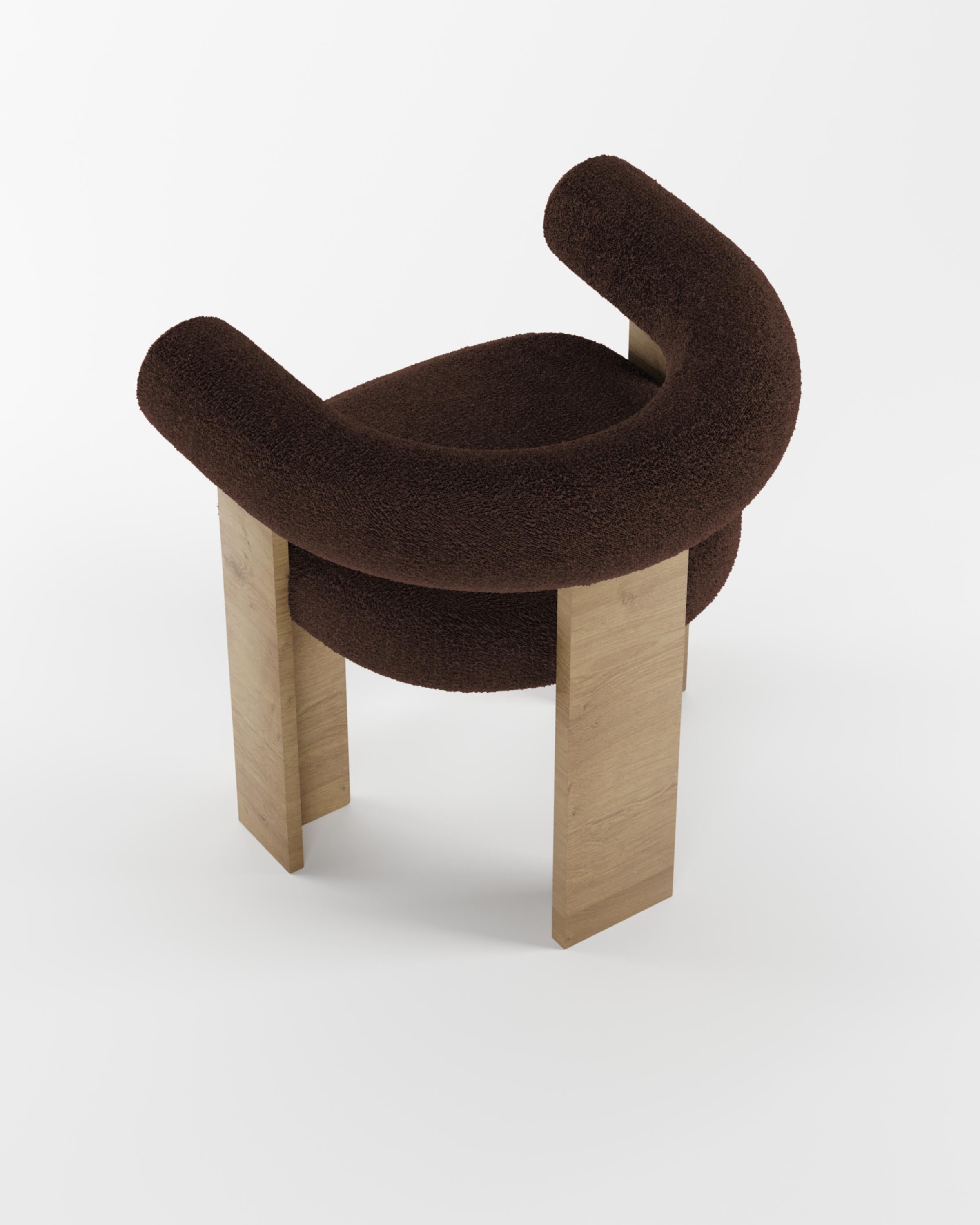 Collector Modern Cassette Chair in Oak and Bouclé Dark Brown by Alter Ego In New Condition For Sale In Castelo da Maia, PT