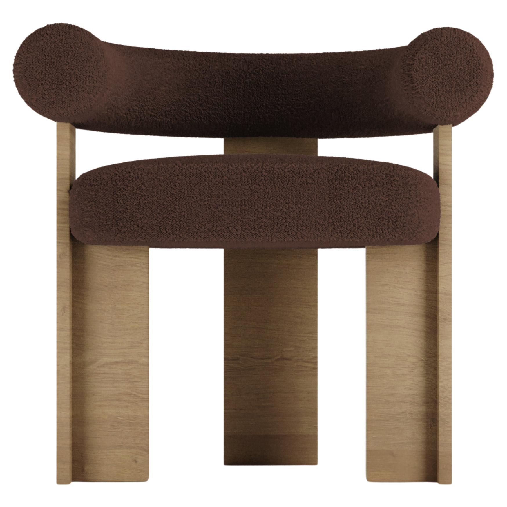 Collector Modern Cassette Chair in Oak and Bouclé Dark Brown by Alter Ego