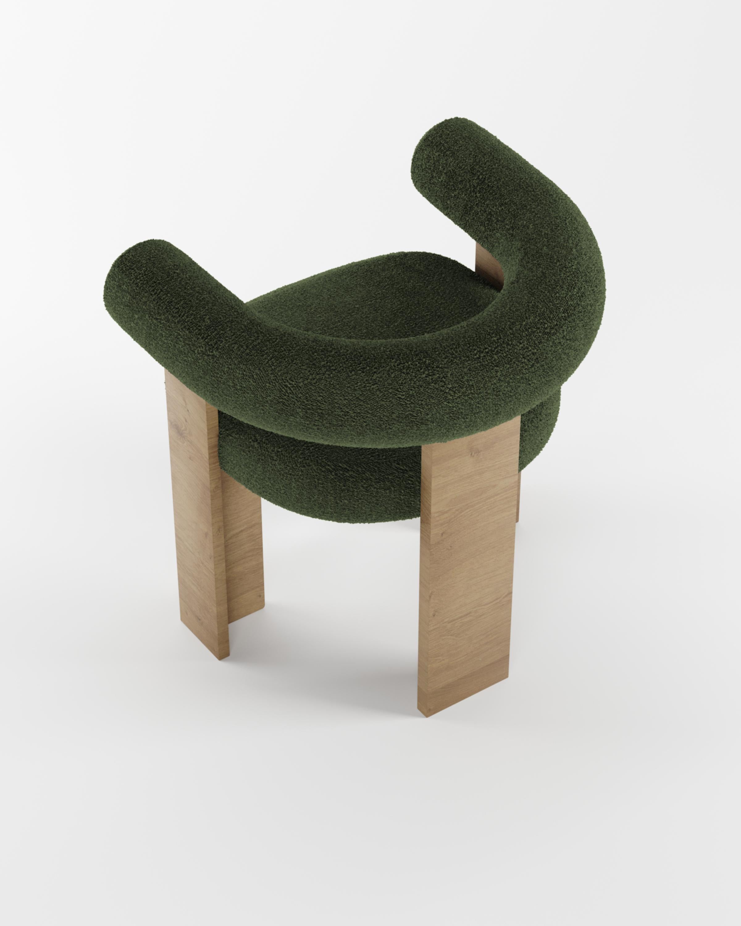 Collector Modern Cassette Chair in Oak and Bouclé Green by Alter Ego In New Condition For Sale In Castelo da Maia, PT