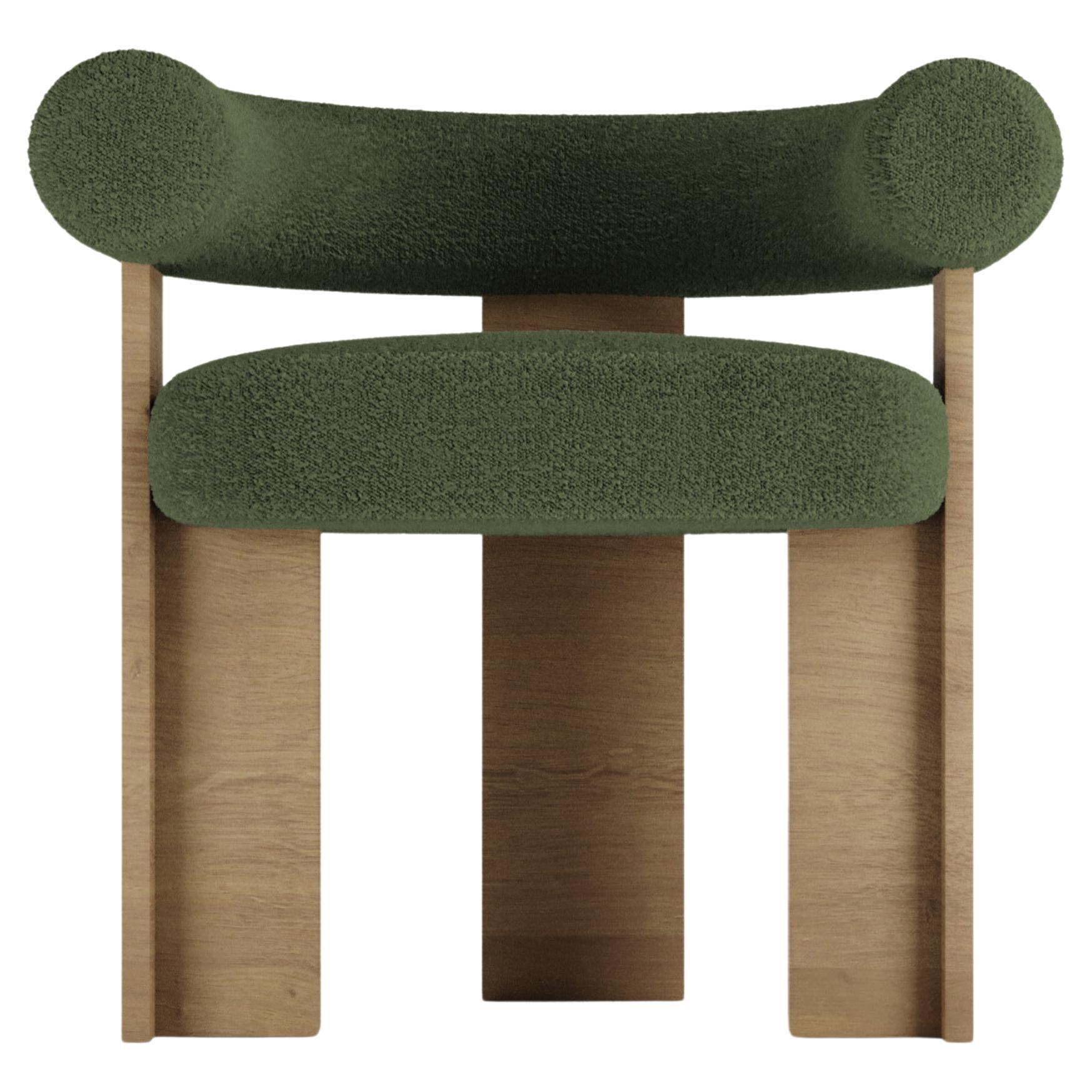 Collector Modern Cassette Chair in Oak and Bouclé Green by Alter Ego For Sale