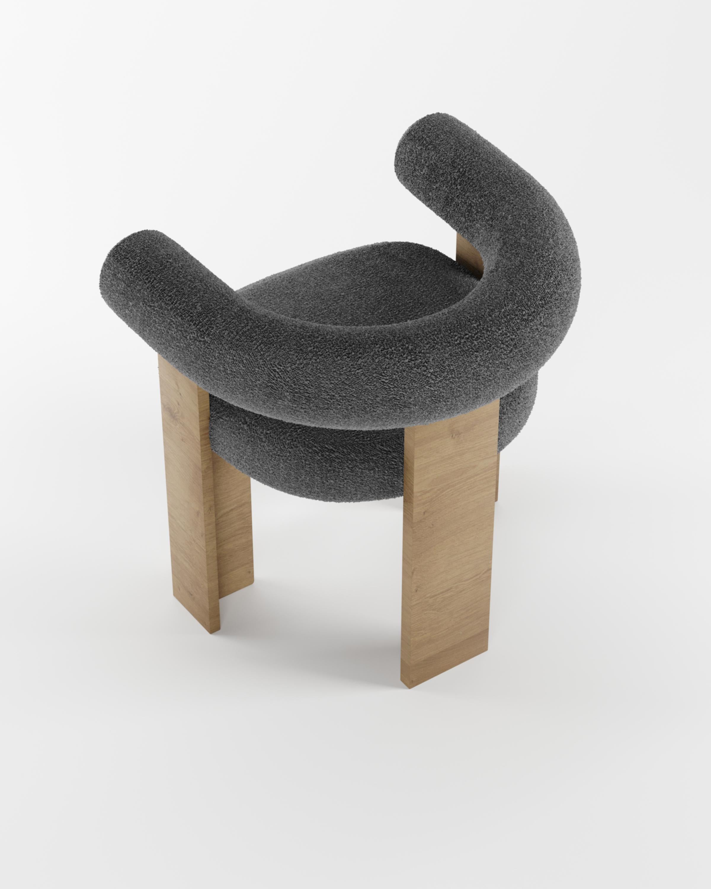 Collector Modern Cassette Chair in Oak and Bouclé Grey by Alter Ego In New Condition For Sale In Castelo da Maia, PT