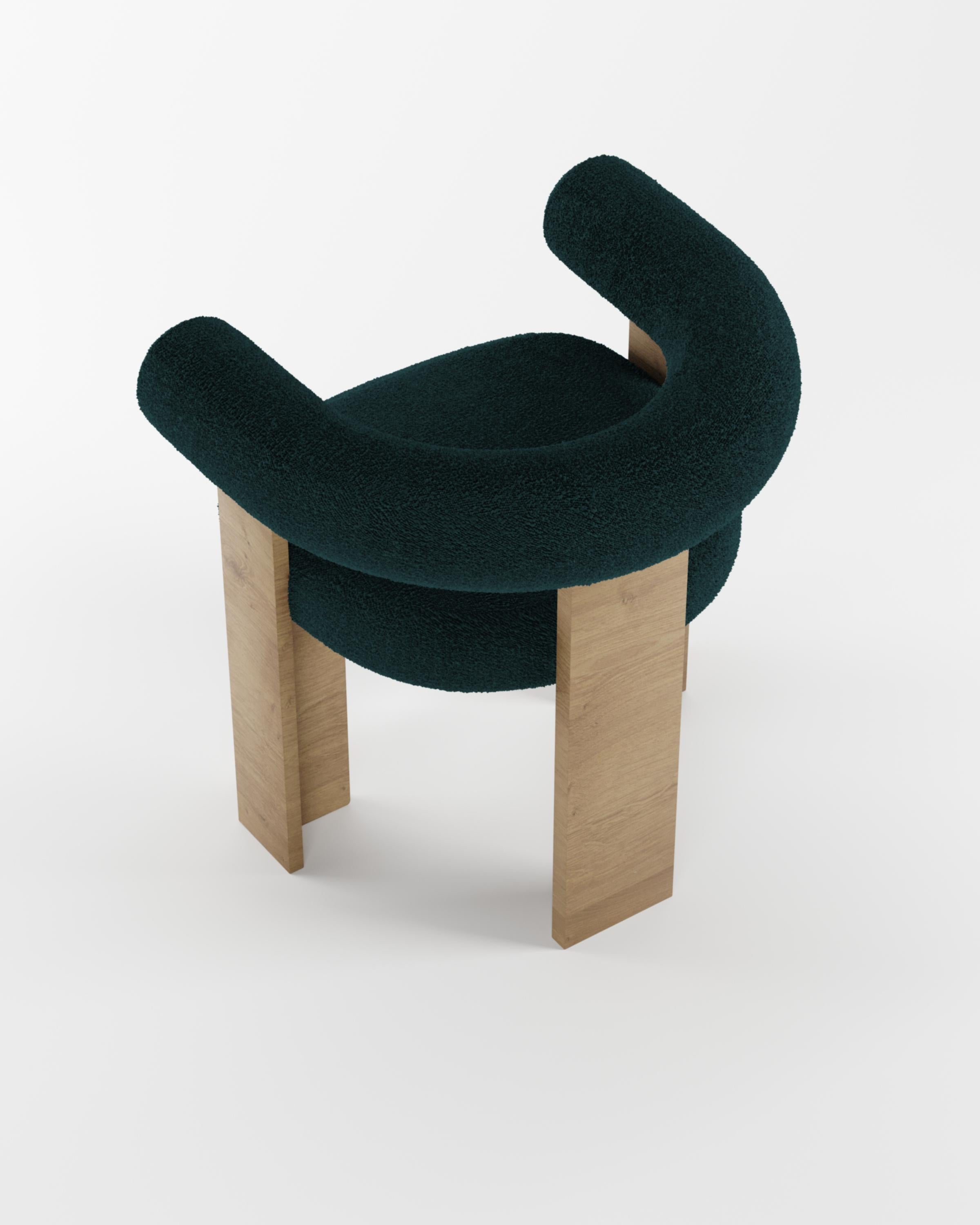 Collector Modern Cassette Chair in Oak and Bouclé Midnight Blue by Alter Ego In New Condition For Sale In Castelo da Maia, PT