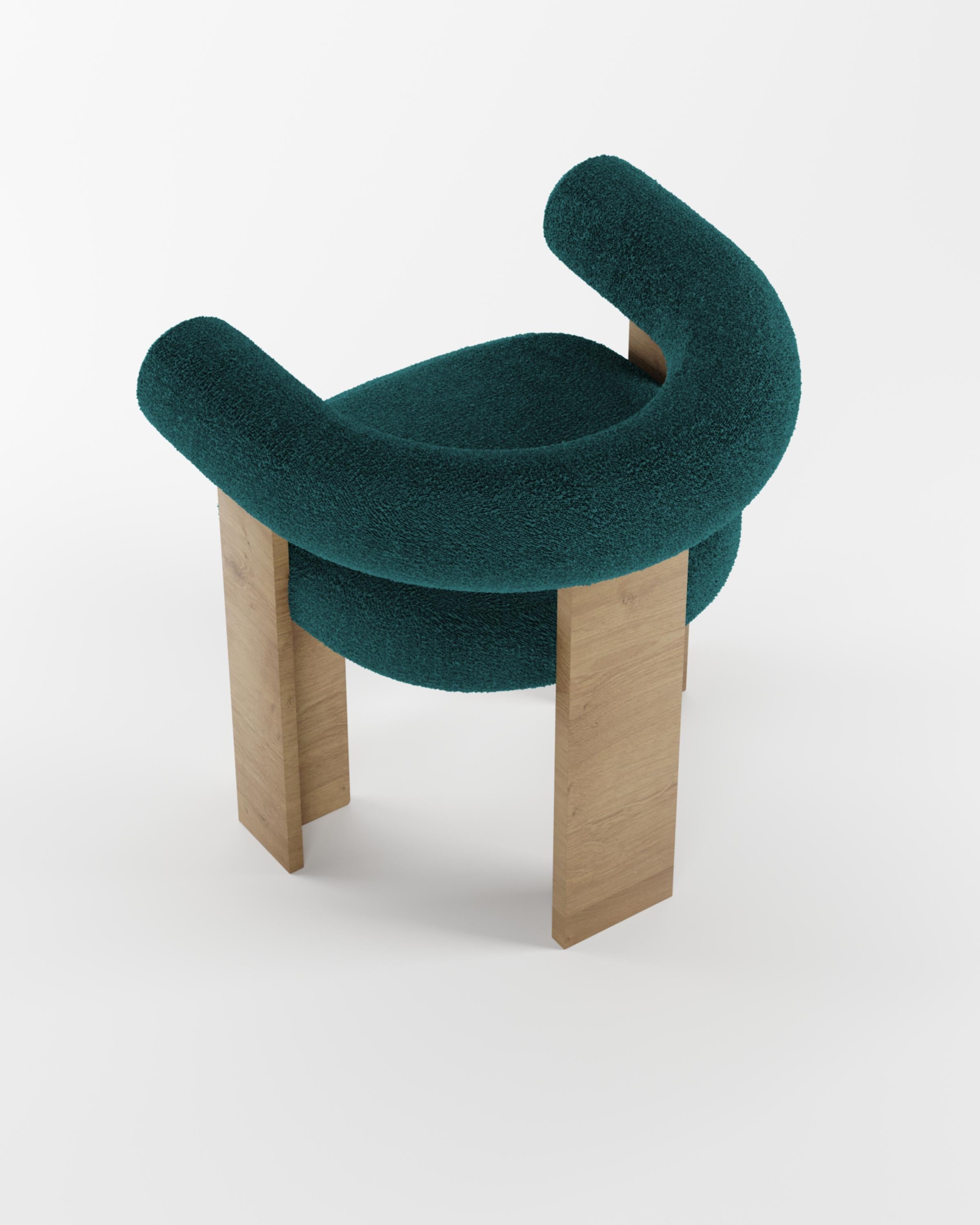 Collector Modern Cassette Chair in Oak and Bouclé Ocean Blue by Alter Ego In New Condition For Sale In Castelo da Maia, PT