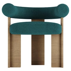 Collector Modern Cassette Chair in Oak and Bouclé Ocean Blue by Alter Ego