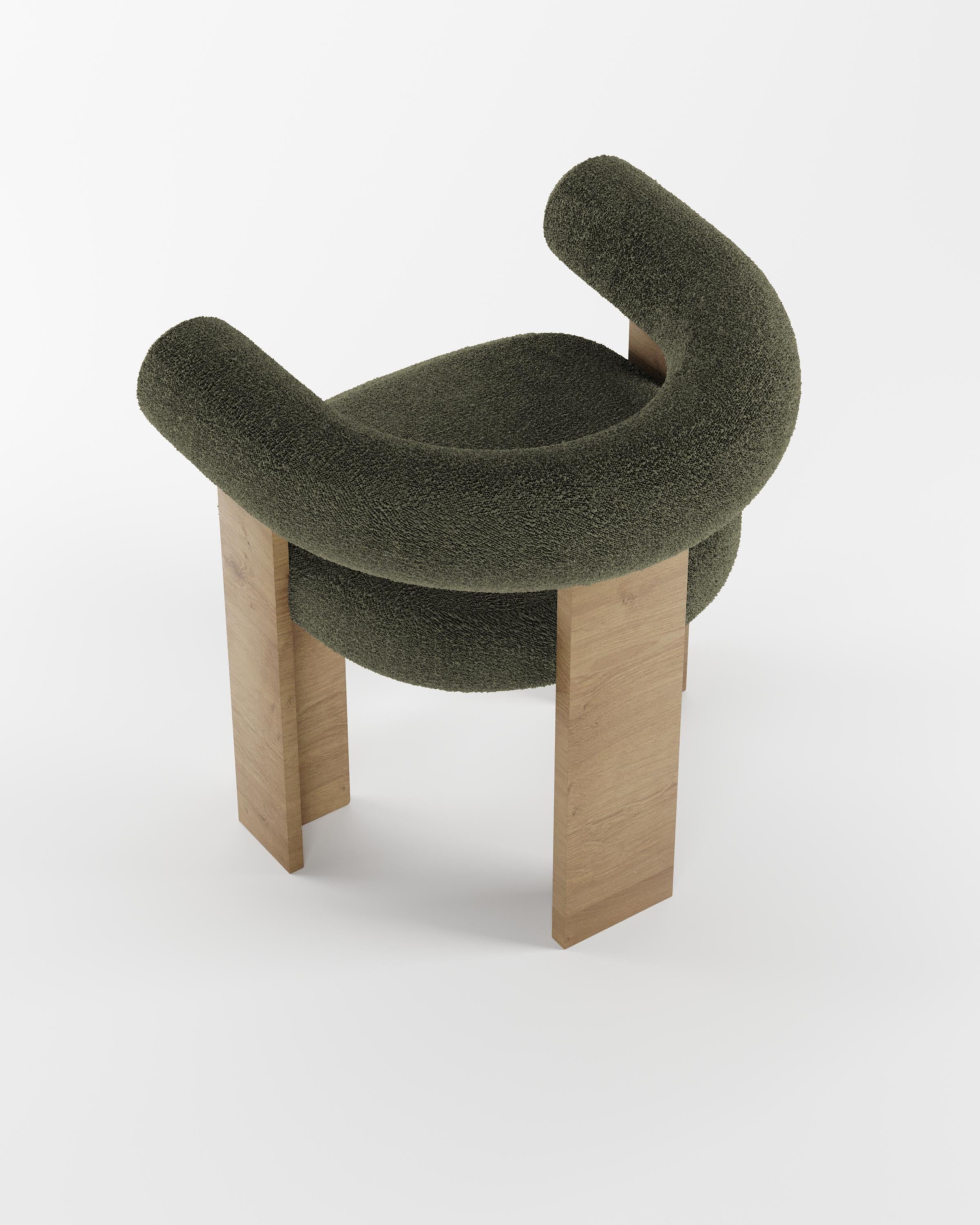 Collector Modern Cassette Chair in Oak and Bouclé Olive by Alter Ego In New Condition For Sale In Castelo da Maia, PT