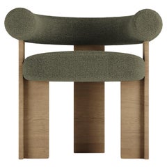 Sedia a cassetta moderna Collector in Oak e Bouclé Olive di Alter Ego