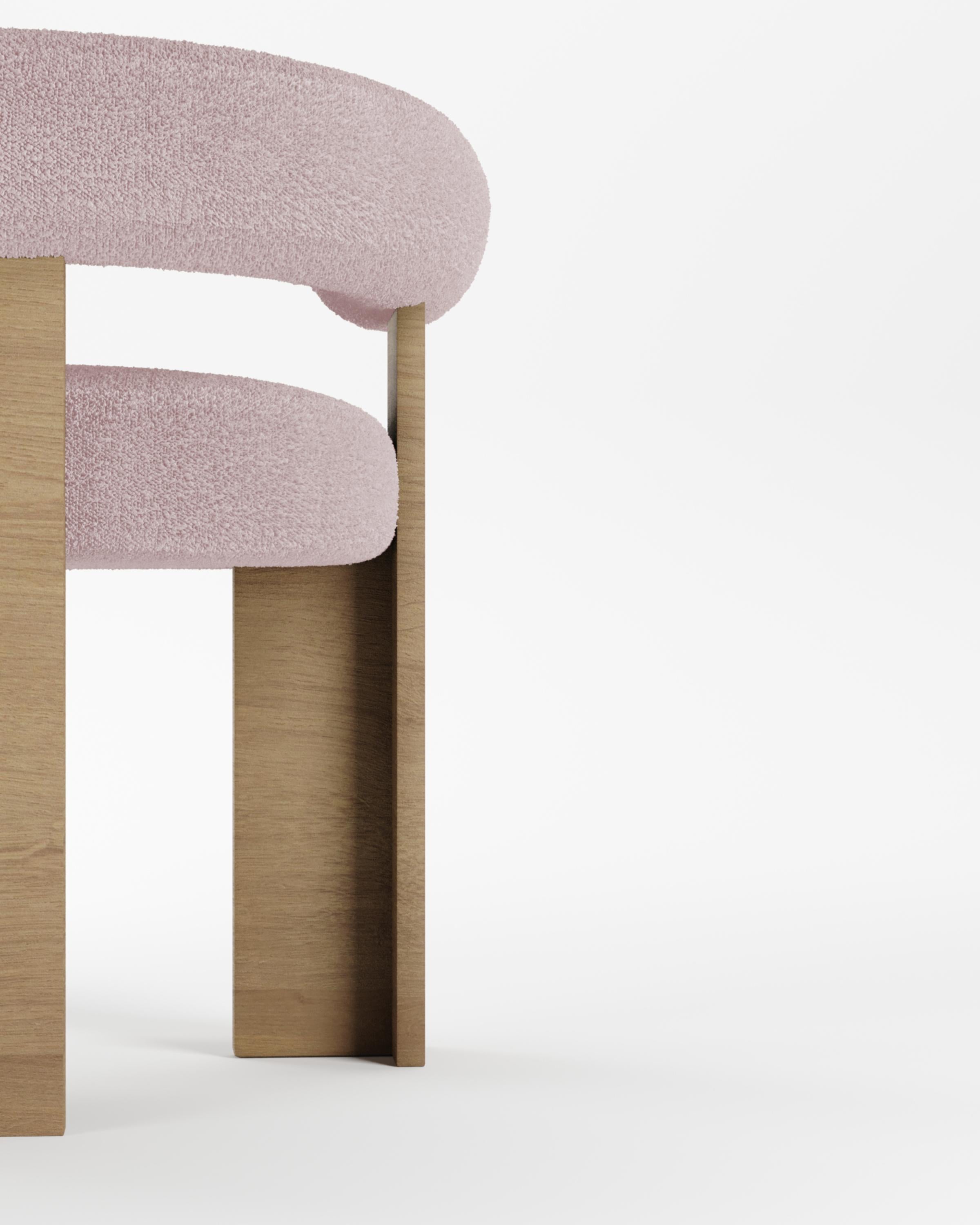 Portoghese Sedia a cassetta moderna Collector in Oak e Bouclé rosa di Alter Ego in vendita