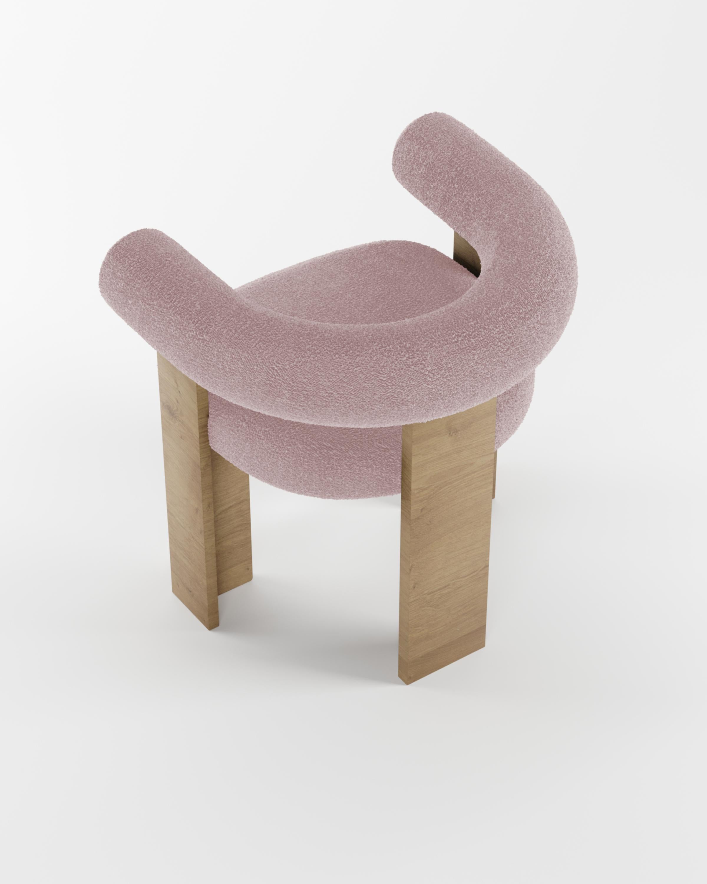 Collector Modern Cassette Chair in Oak and Bouclé Pink by Alter Ego In New Condition For Sale In Castelo da Maia, PT