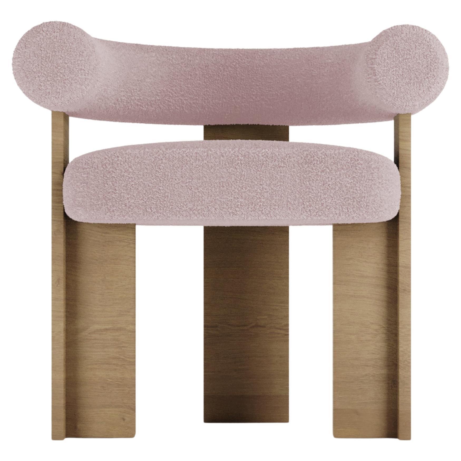 Collector Modern Cassette Chair in Oak and Bouclé Pink by Alter Ego