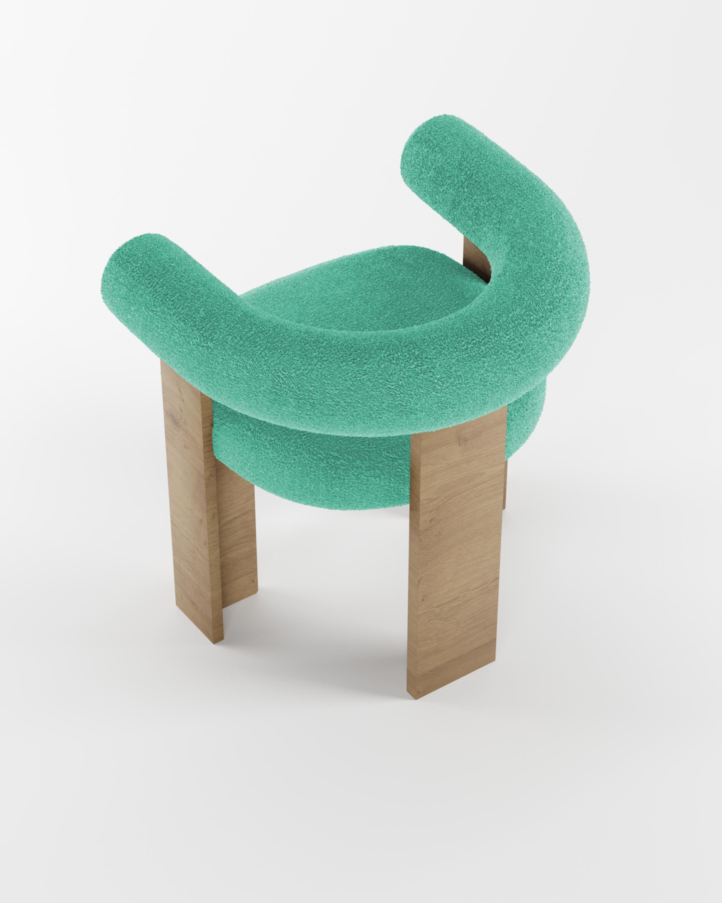 Collector Modern Cassette Chair in Oak and Boucle Teal by Alter Ego In New Condition For Sale In Castelo da Maia, PT