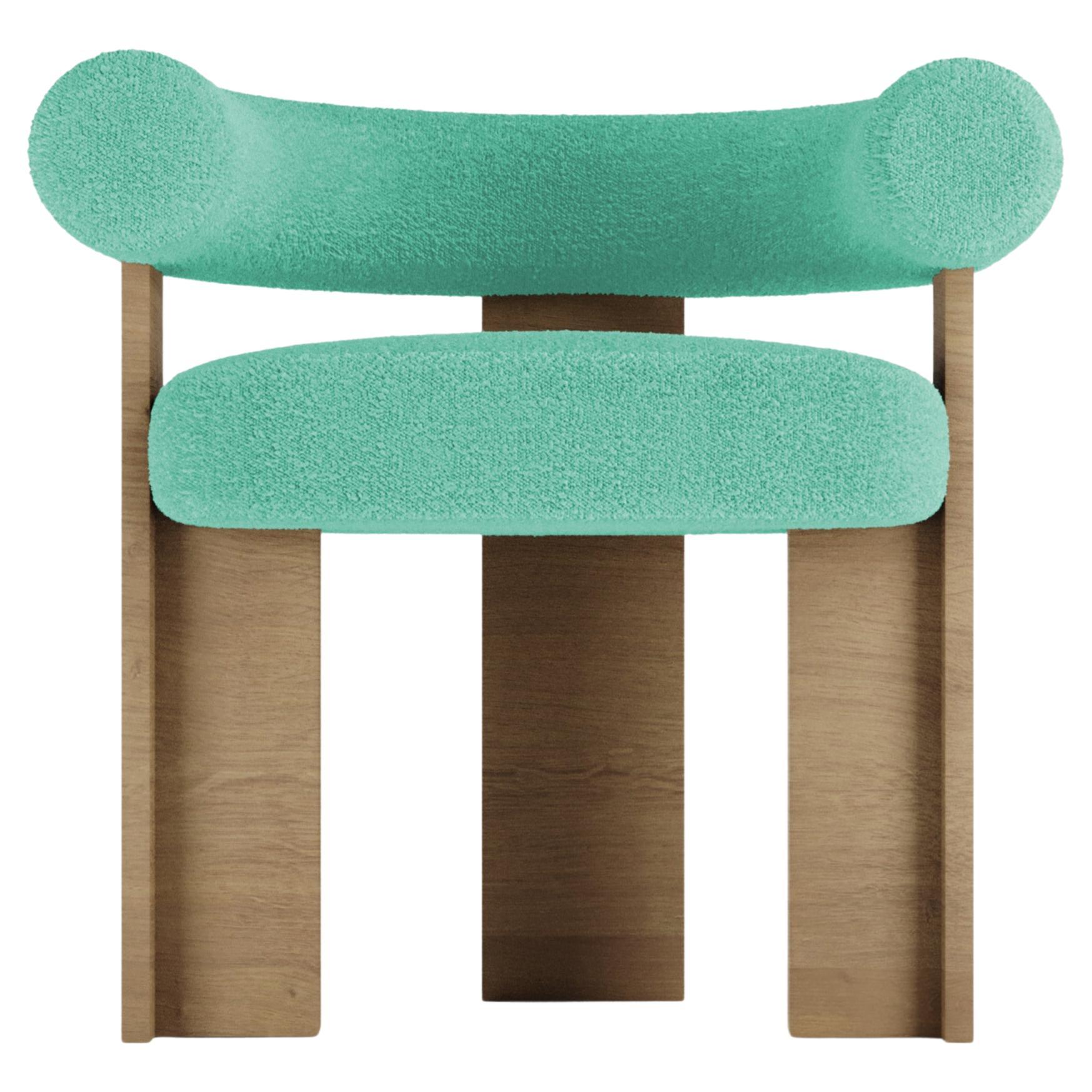 Collector Modern Cassette Chair in Oak and Boucle Teal by Alter Ego For Sale