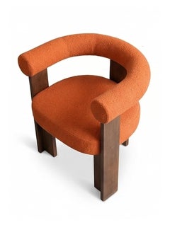 Sedia a cassetta moderna Collector in Oak fumé e Bouclé arancione di Alter Ego