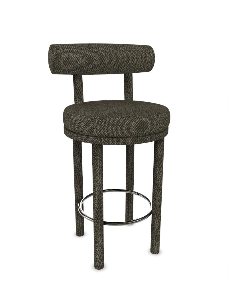 Portuguese Collector Modern Moca Bar Chair Fully Upholstered Safire 01 Fabric by Studio Rig For Sale