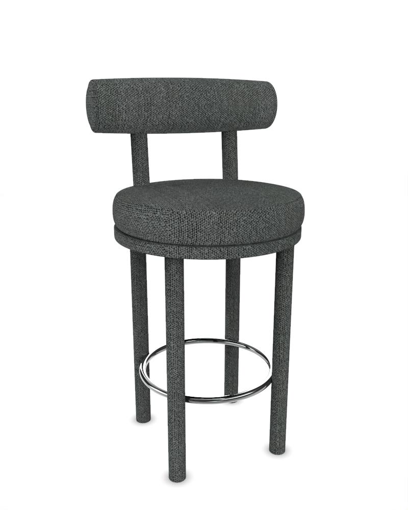 Portuguese Collector Modern Moca Bar Chair Fully Upholstered Safire 09 Fabric by Studio Rig For Sale